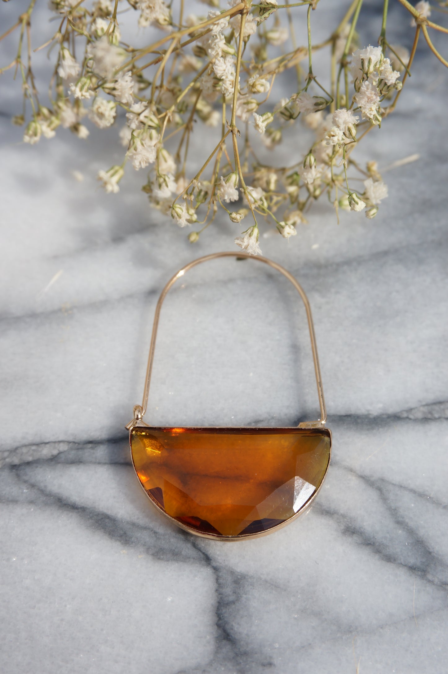 Glass Half Moon Hoop Earrings / Black Brown Clear / Geometric Hoop Earrings