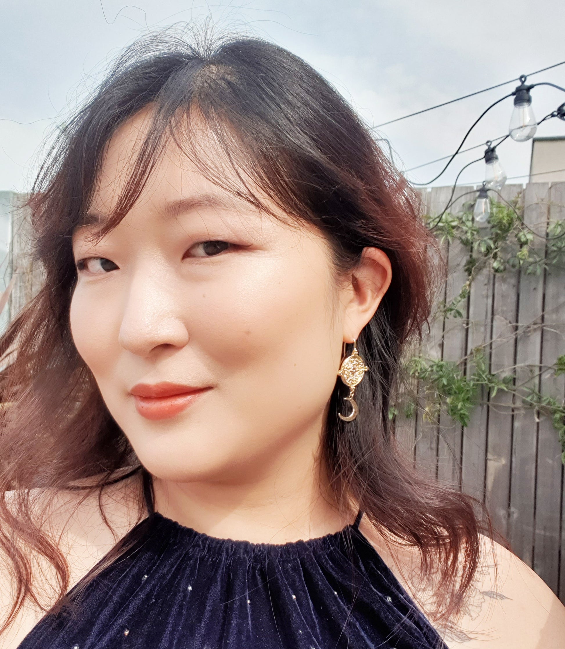 El Dorado Antique Ancient Gold Coin and Moon Earrings