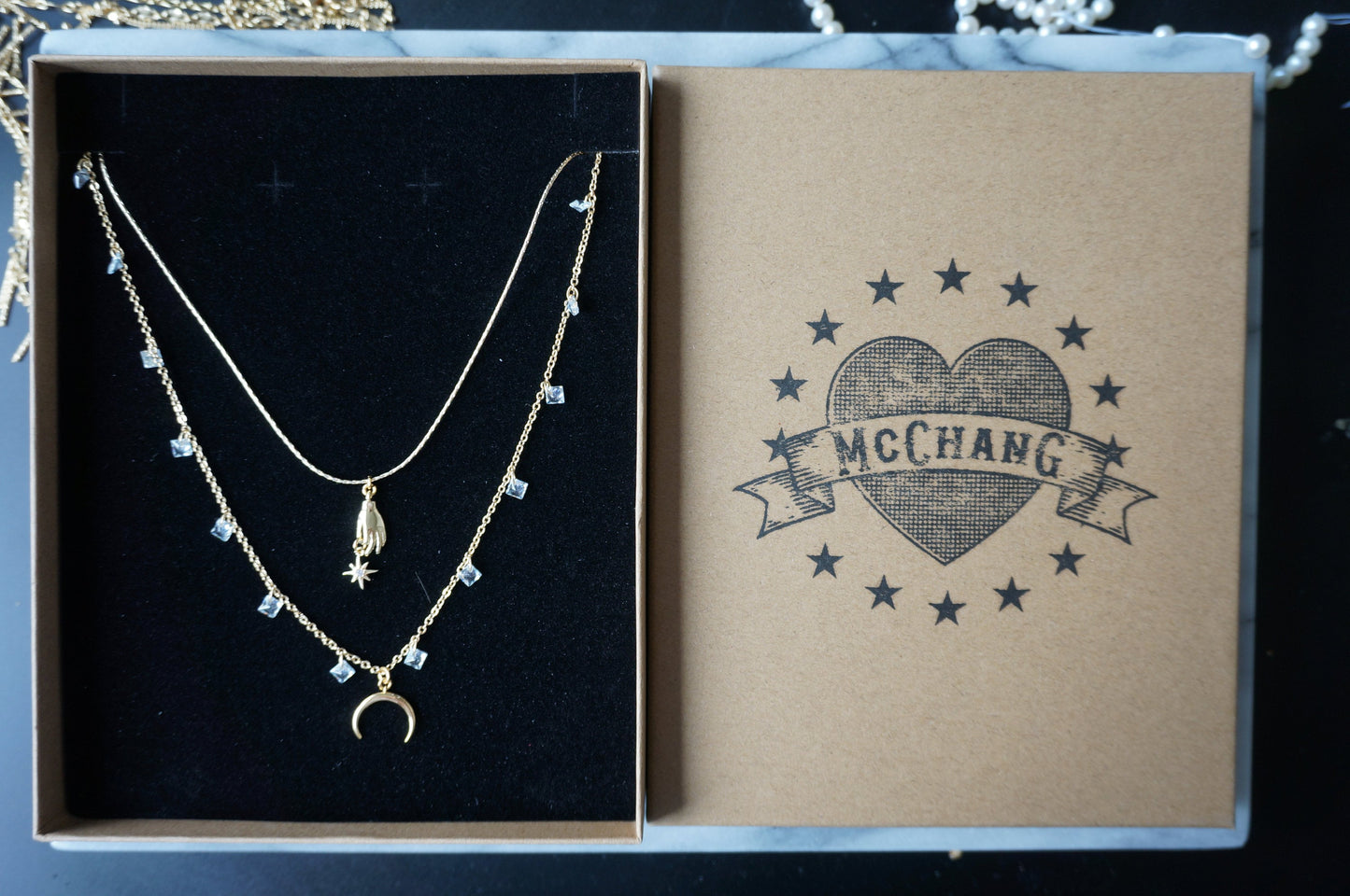 Dainty Gold/Silver Tarot Hand and Star Necklace