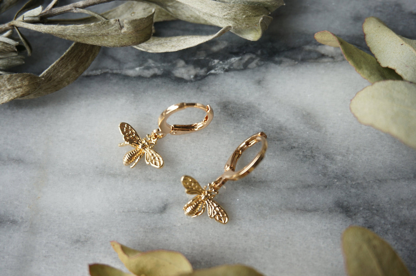 BUMBLE Gold Bee/Butterfly Mix & Match Mini Hoop/Huggie Earrings