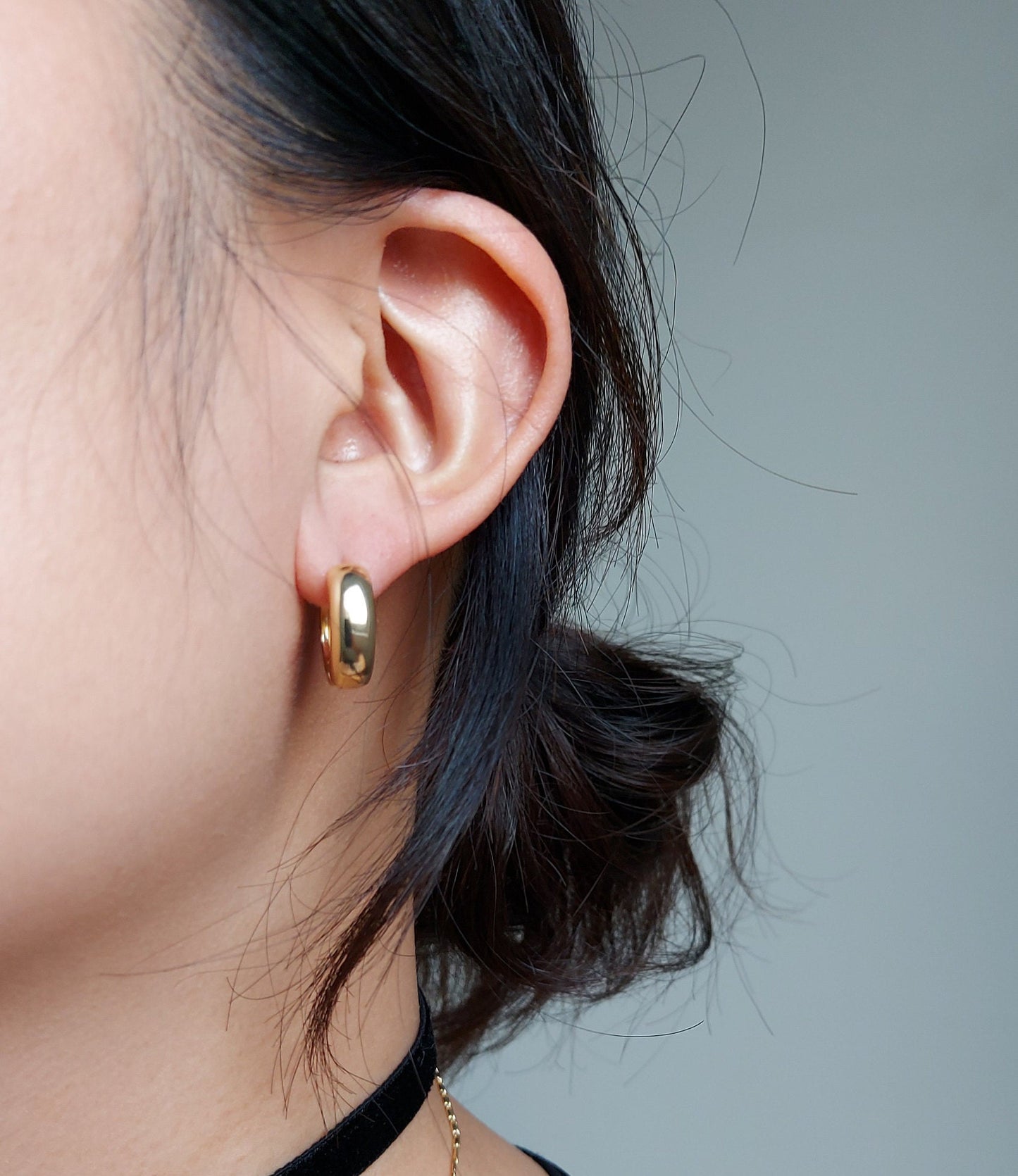 Gold Chunky Hoop Earrings / 24k Gold Plated