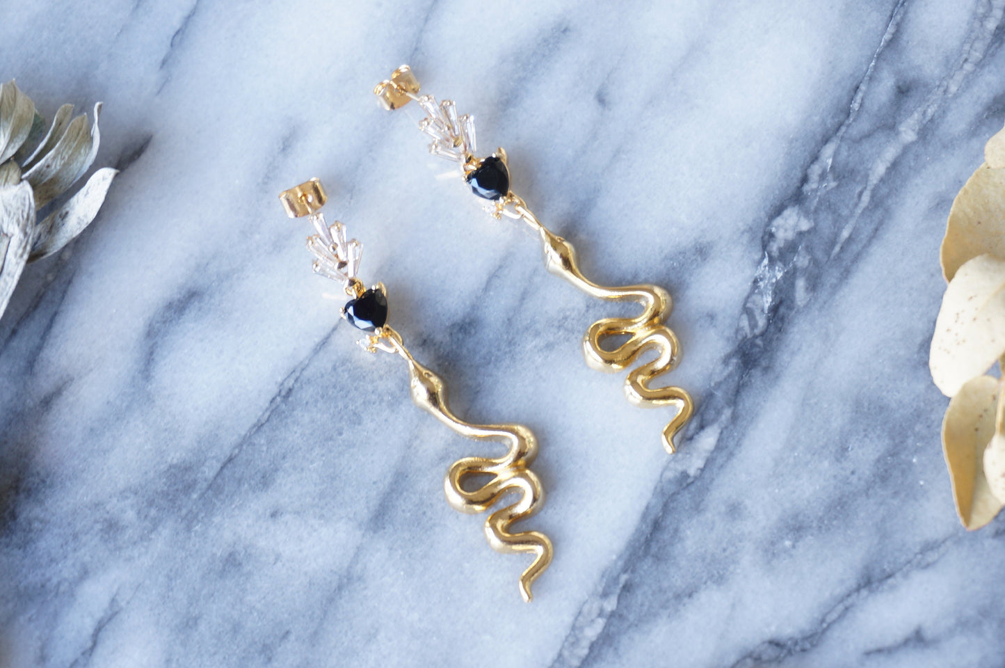 EDEN Devil's Heart and Serpent Earrings/ Snake Tarot Earrings