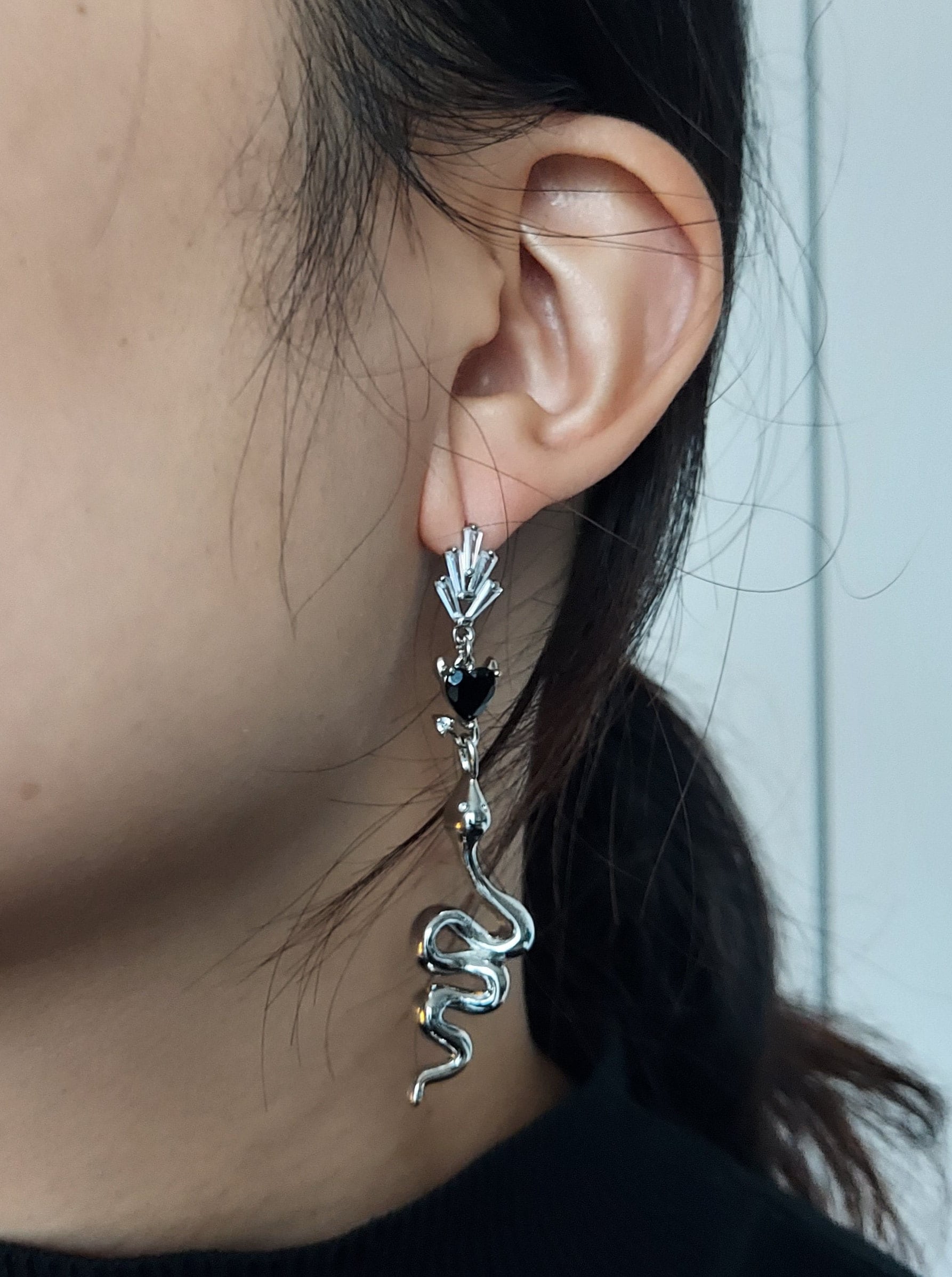 HERMES Gold/Silver Dagger and Serpent Mismatched Earrings/ Sword and Snake Earrings