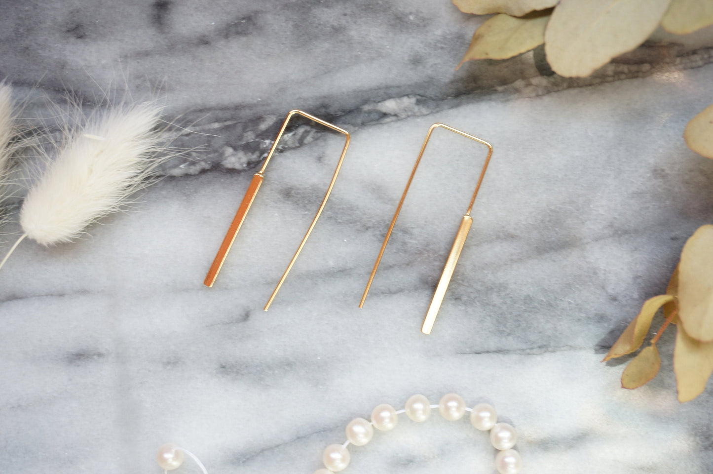 Minimal Geometric Gold / Silver Threader Earrings