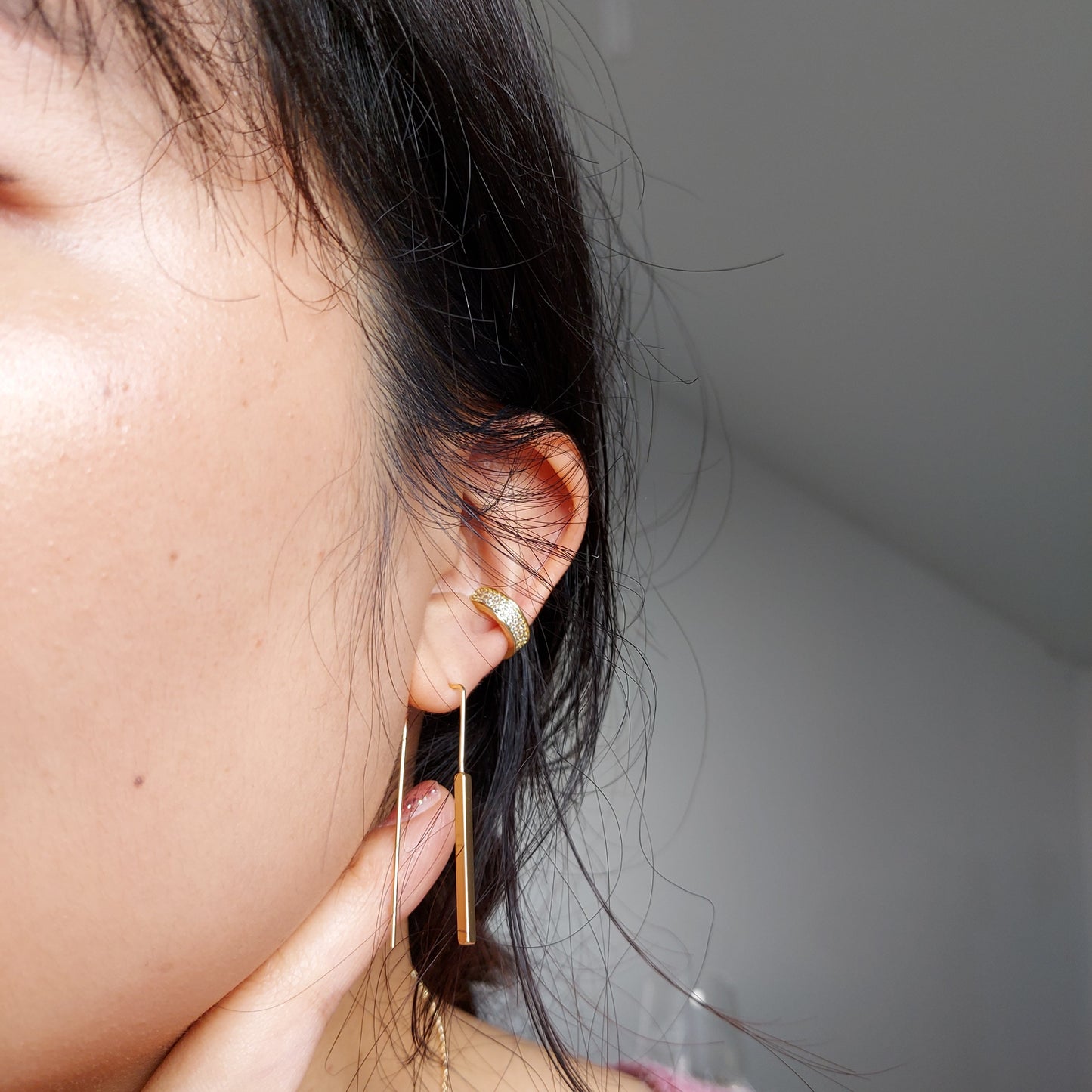 Minimal Geometric Gold / Silver Threader Earrings