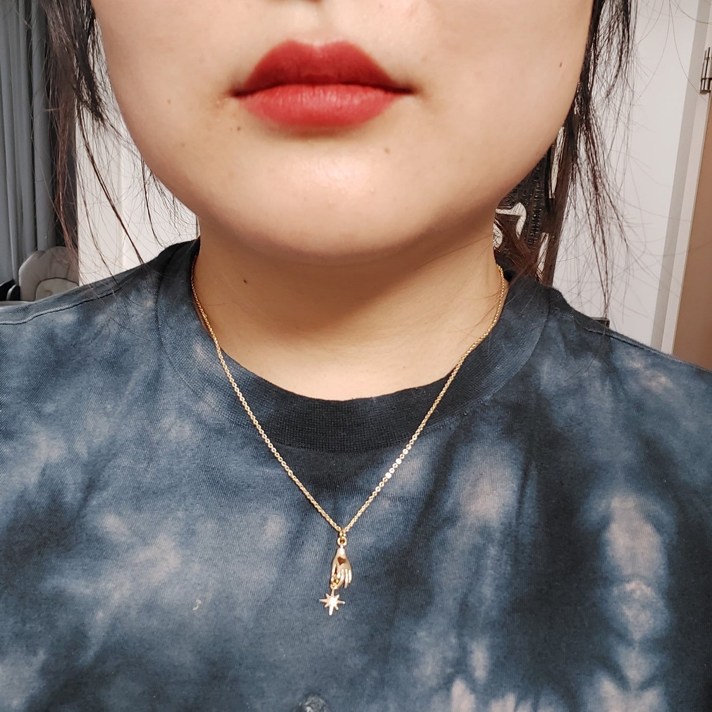 Dainty Gold/Silver Tarot Hand and Star Necklace