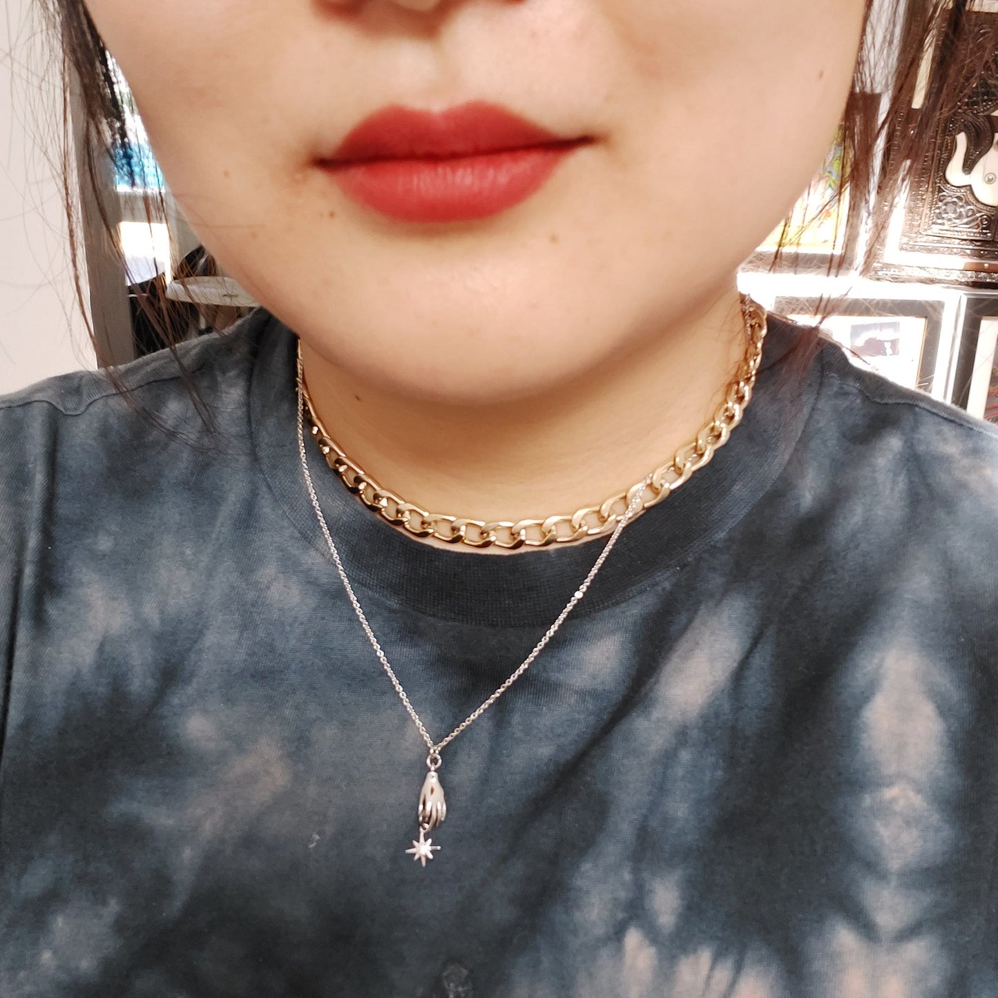 Dainty Gold/Silver Tarot Hand and Star Necklace