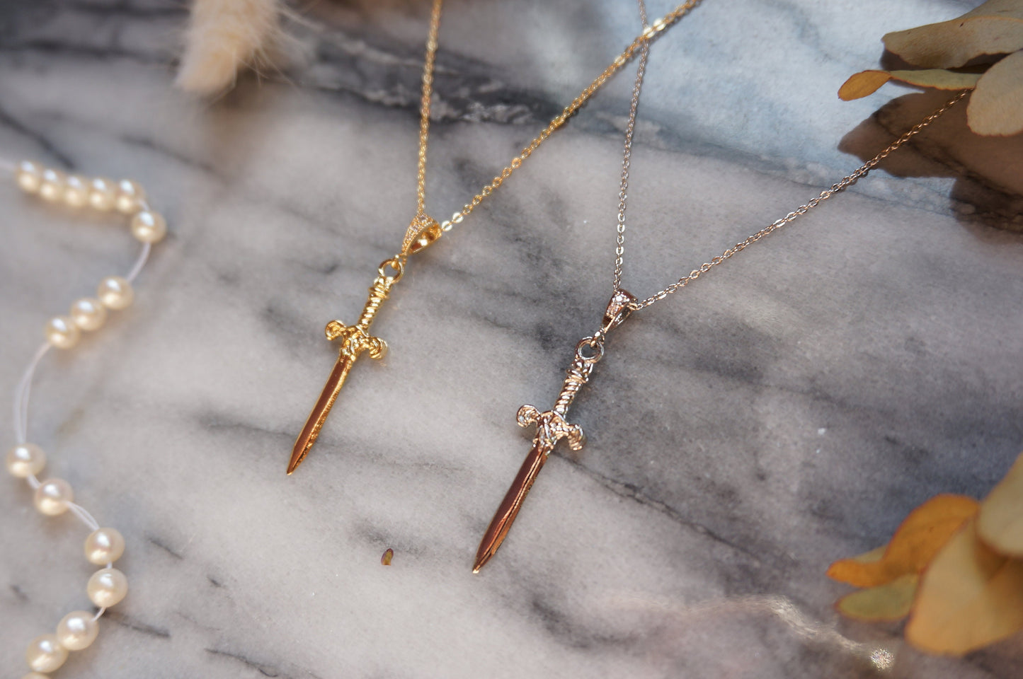 Gold/Silver / Black Antique Sword Necklace / Dagger Necklace