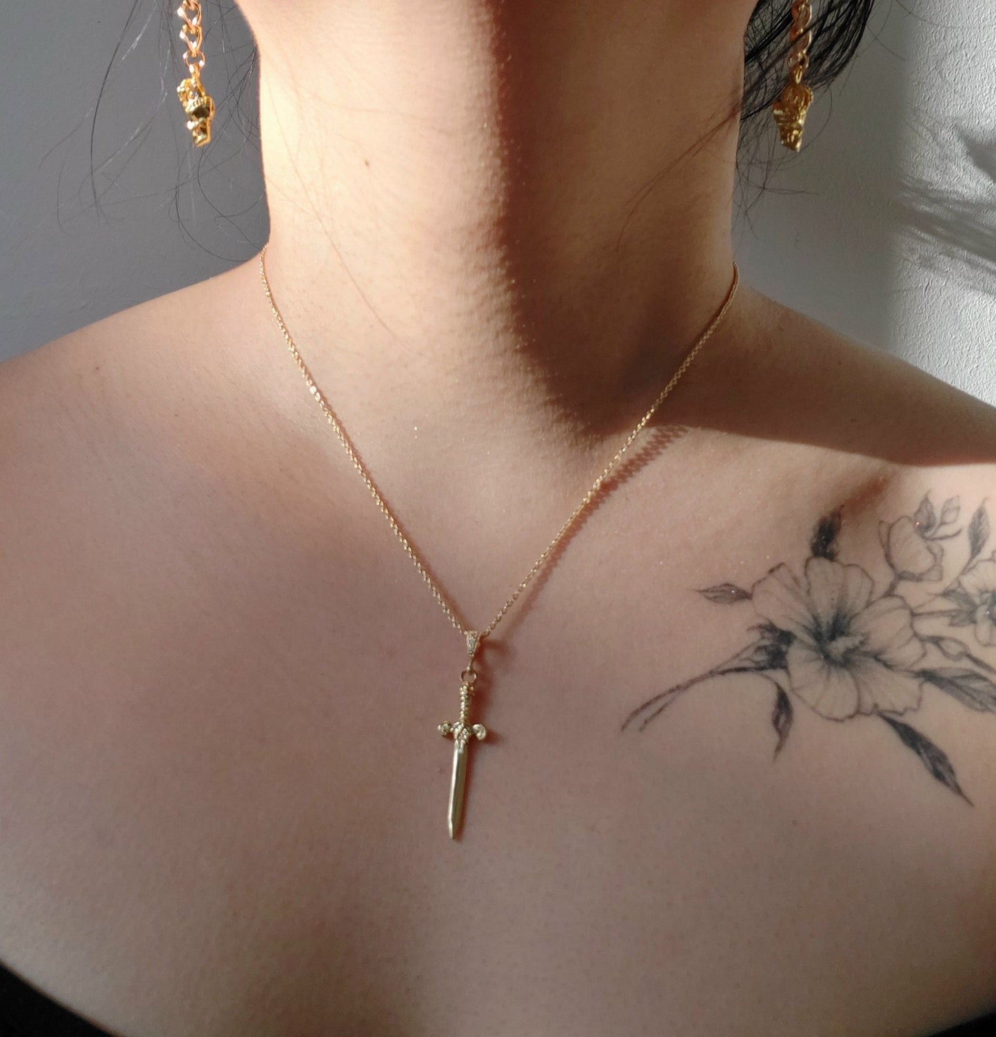 Gold/Silver / Black Antique Sword Necklace / Dagger Necklace