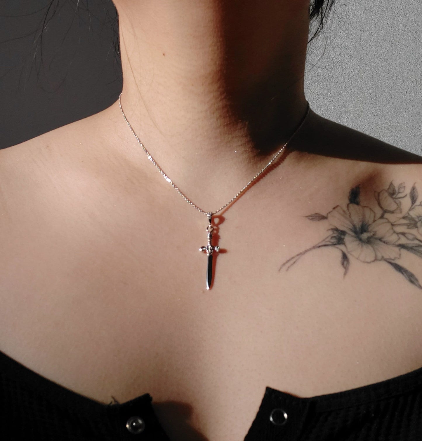 Gold/Silver / Black Antique Sword Necklace / Dagger Necklace