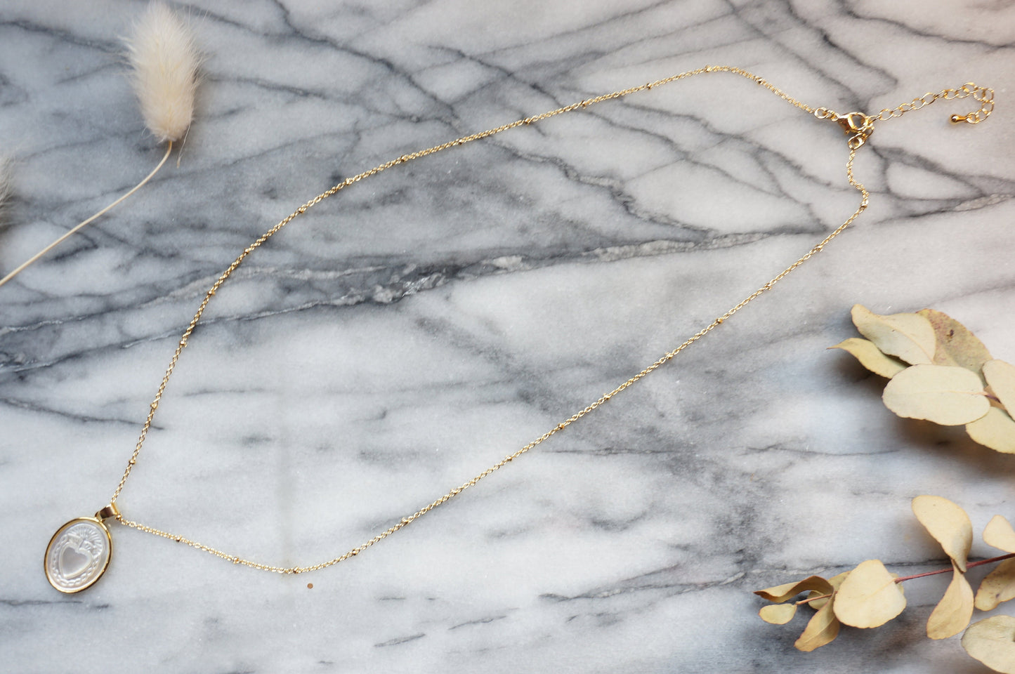 Sacred Heart Mother of Pearl Dainty Necklace