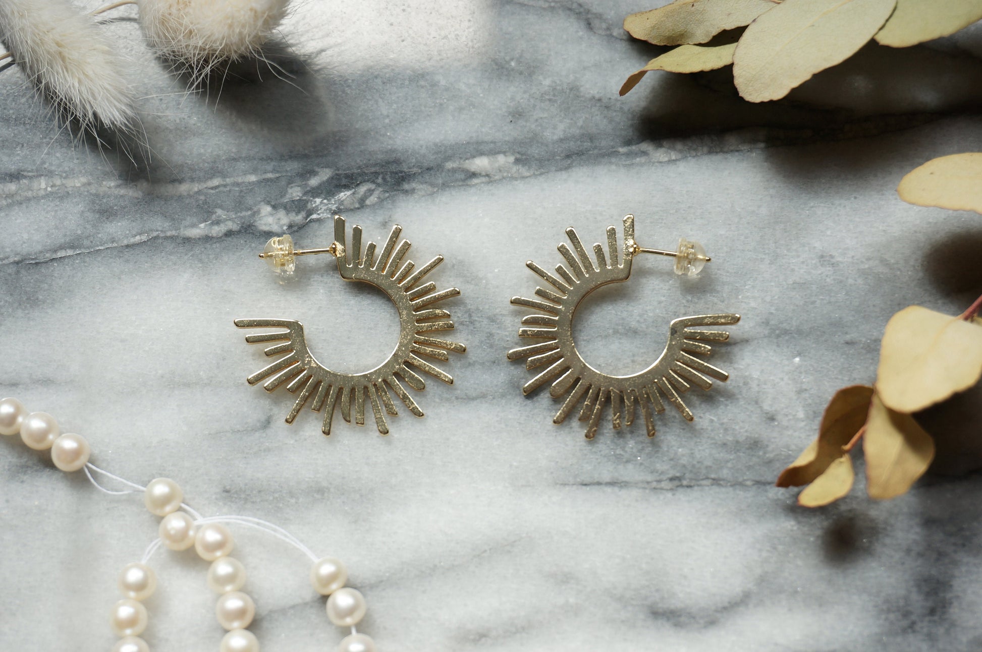 HALO 24k Gold/ Silver Plated Sun Hoop Earrings