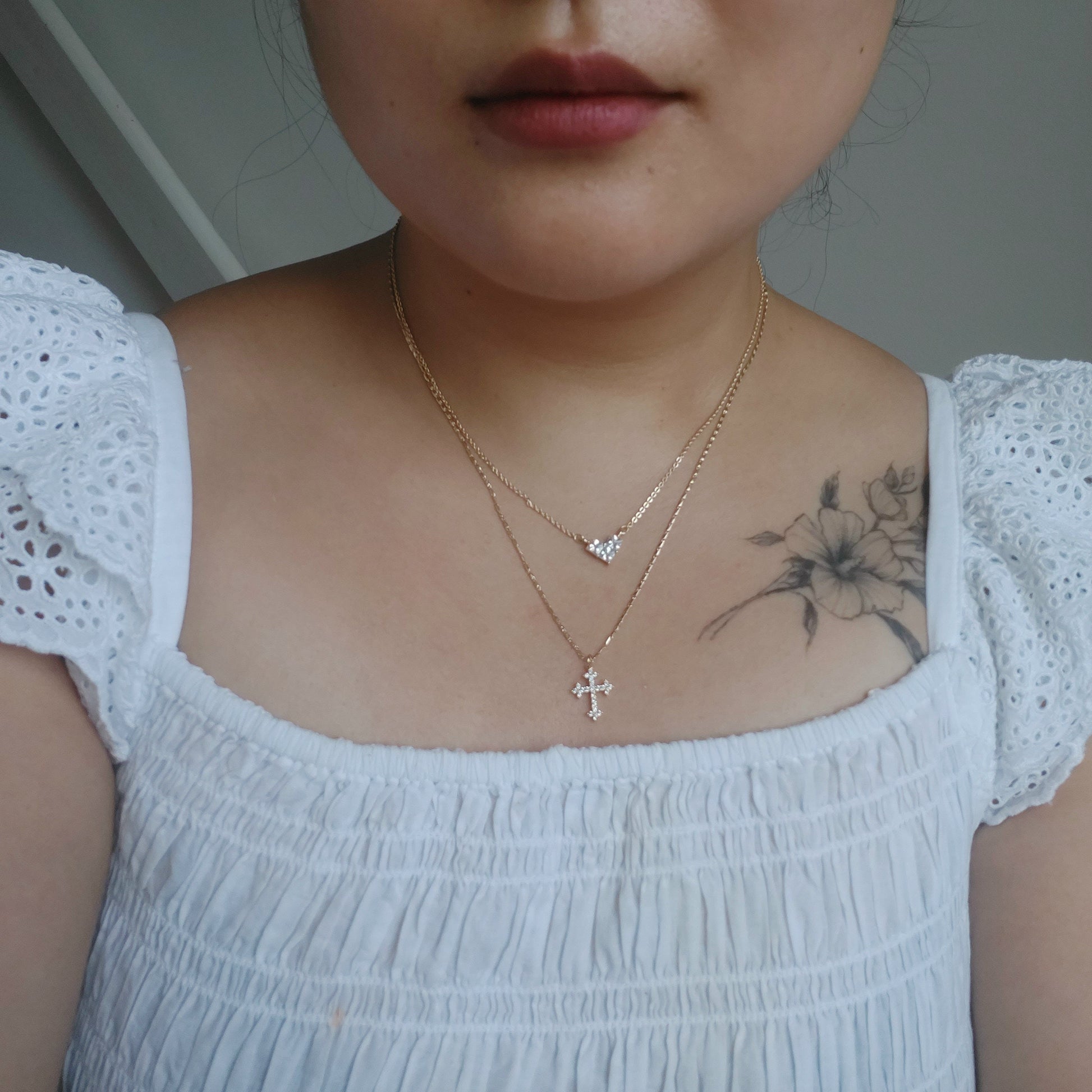 Dainty Cross Necklace 24k Gold Plated/ Antique Cross Necklace / Black Cross Necklace /Goth