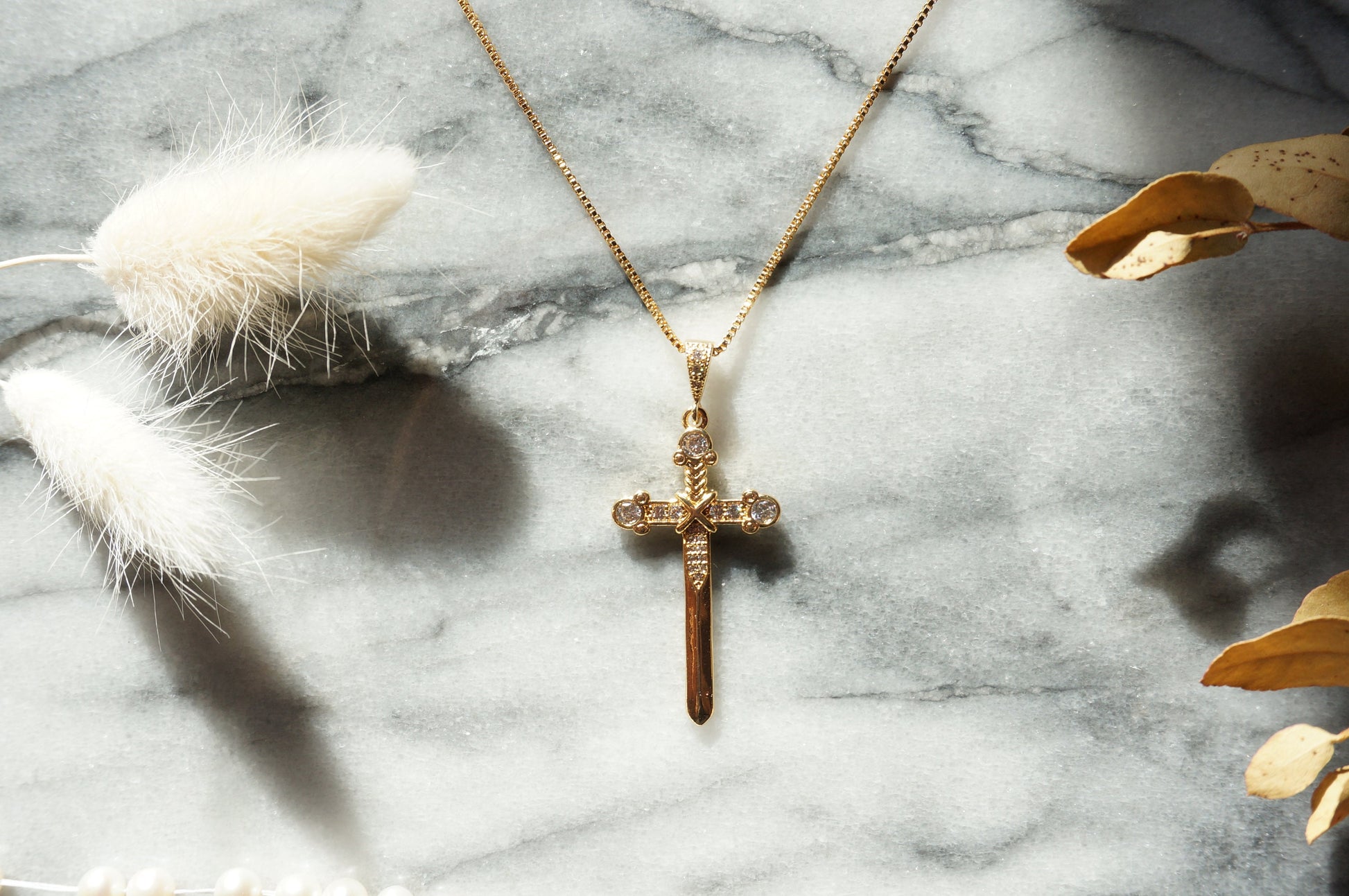 EXCALIBUR Gold Sword Necklace / Gold sword statement necklace