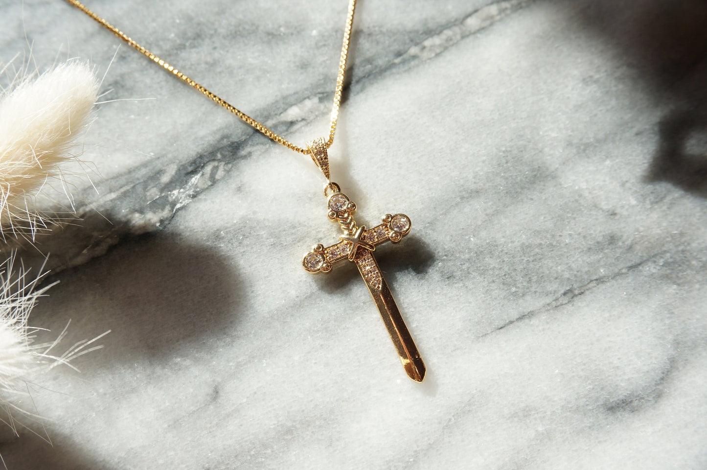 EXCALIBUR Gold Sword Necklace / Gold sword statement necklace