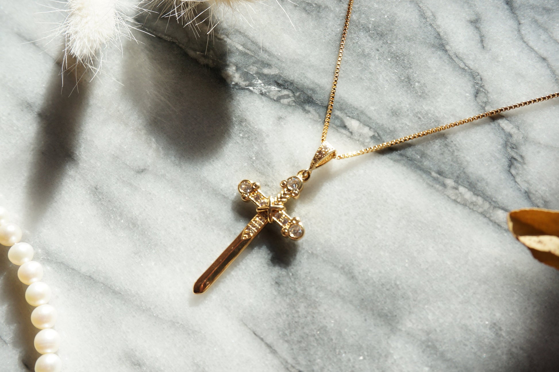 EXCALIBUR Gold Sword Necklace / Gold sword statement necklace