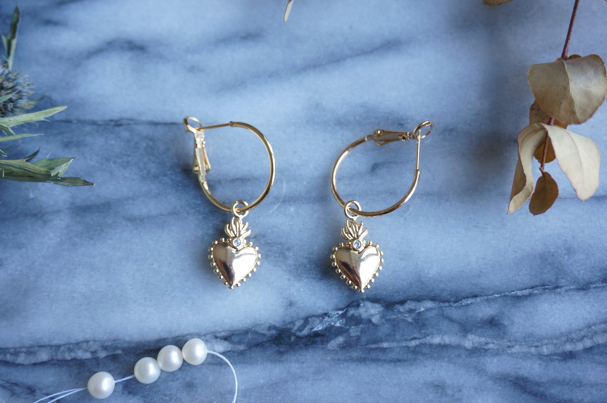 Sacred Heart Hoop Earrings