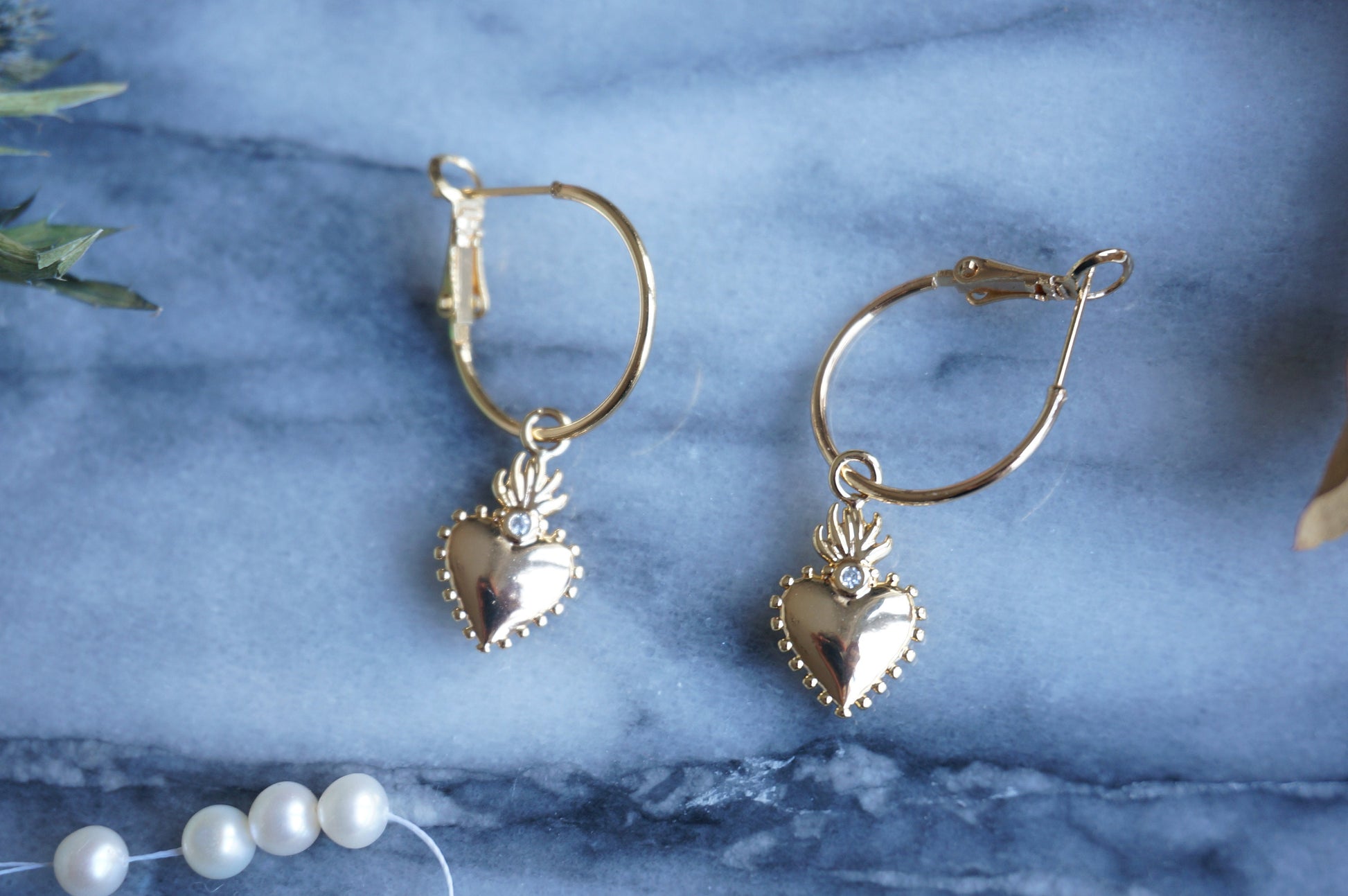 Sacred Heart Hoop Earrings