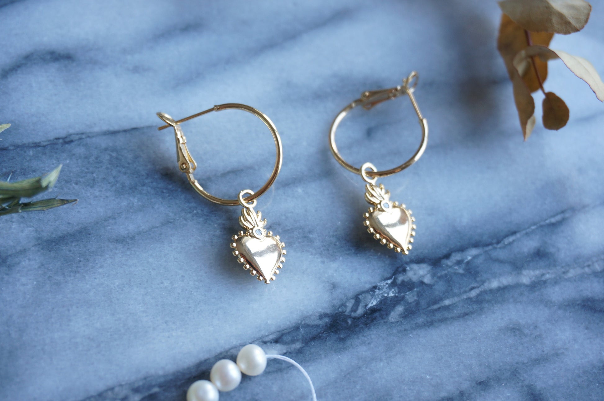 Sacred Heart Hoop Earrings