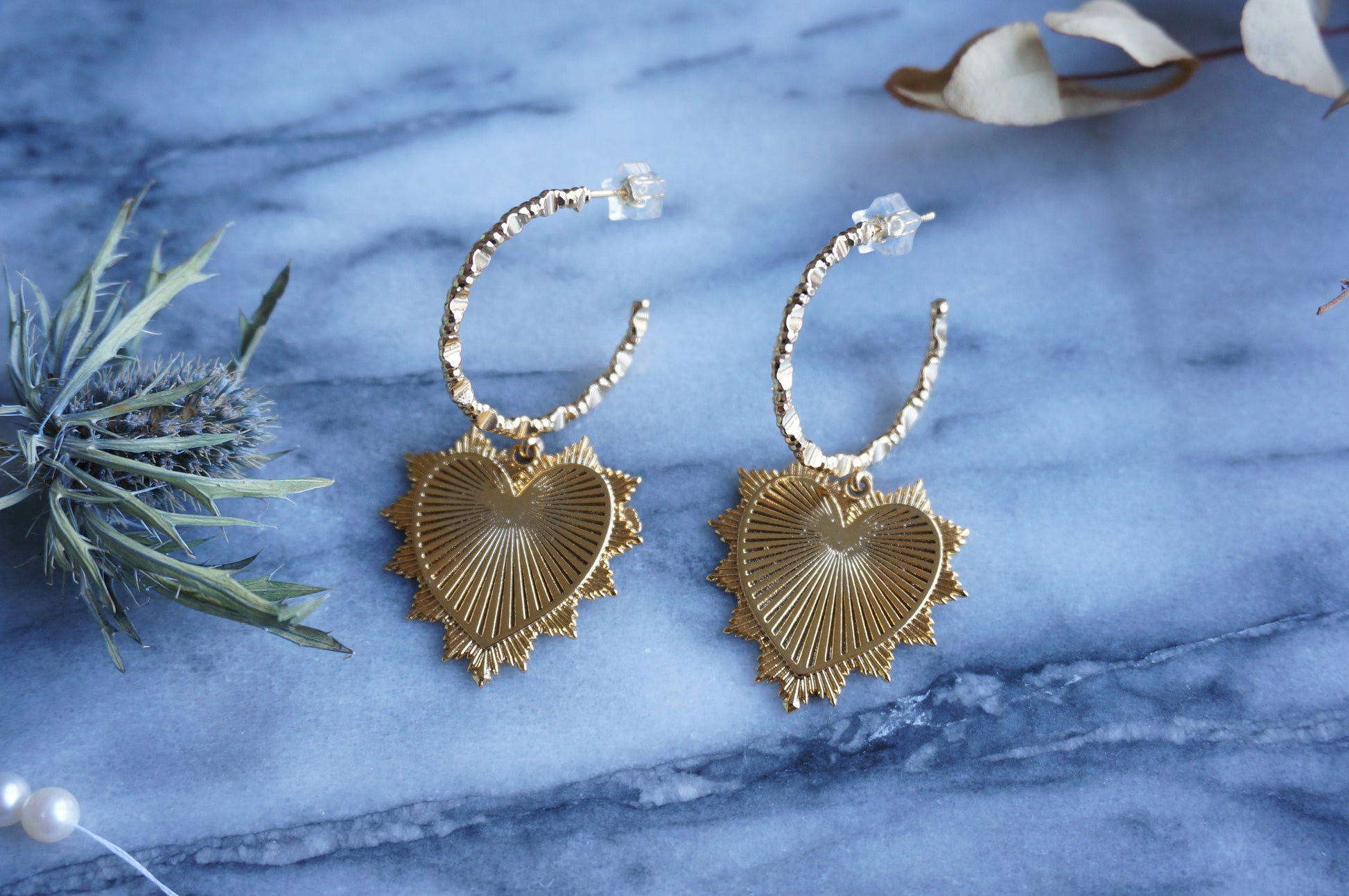 VALENTINA Gold / Silver Heart Hoop Earrings