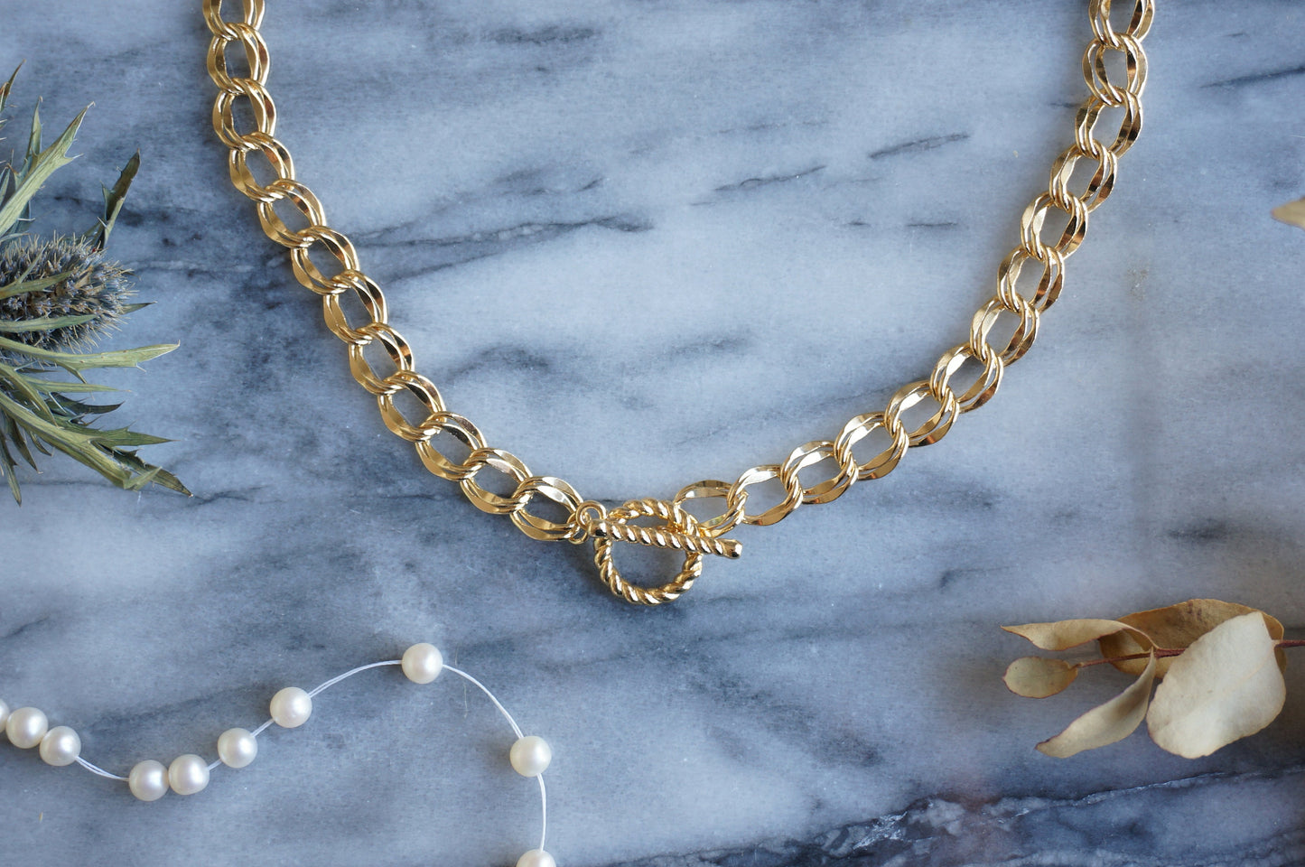 LOU 24k Gold Plated Chunky Chain Choker/Necklace