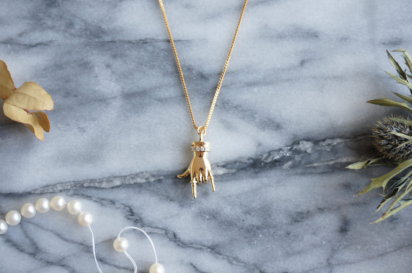 HORNS Gold / Silver Hand Sign Necklace