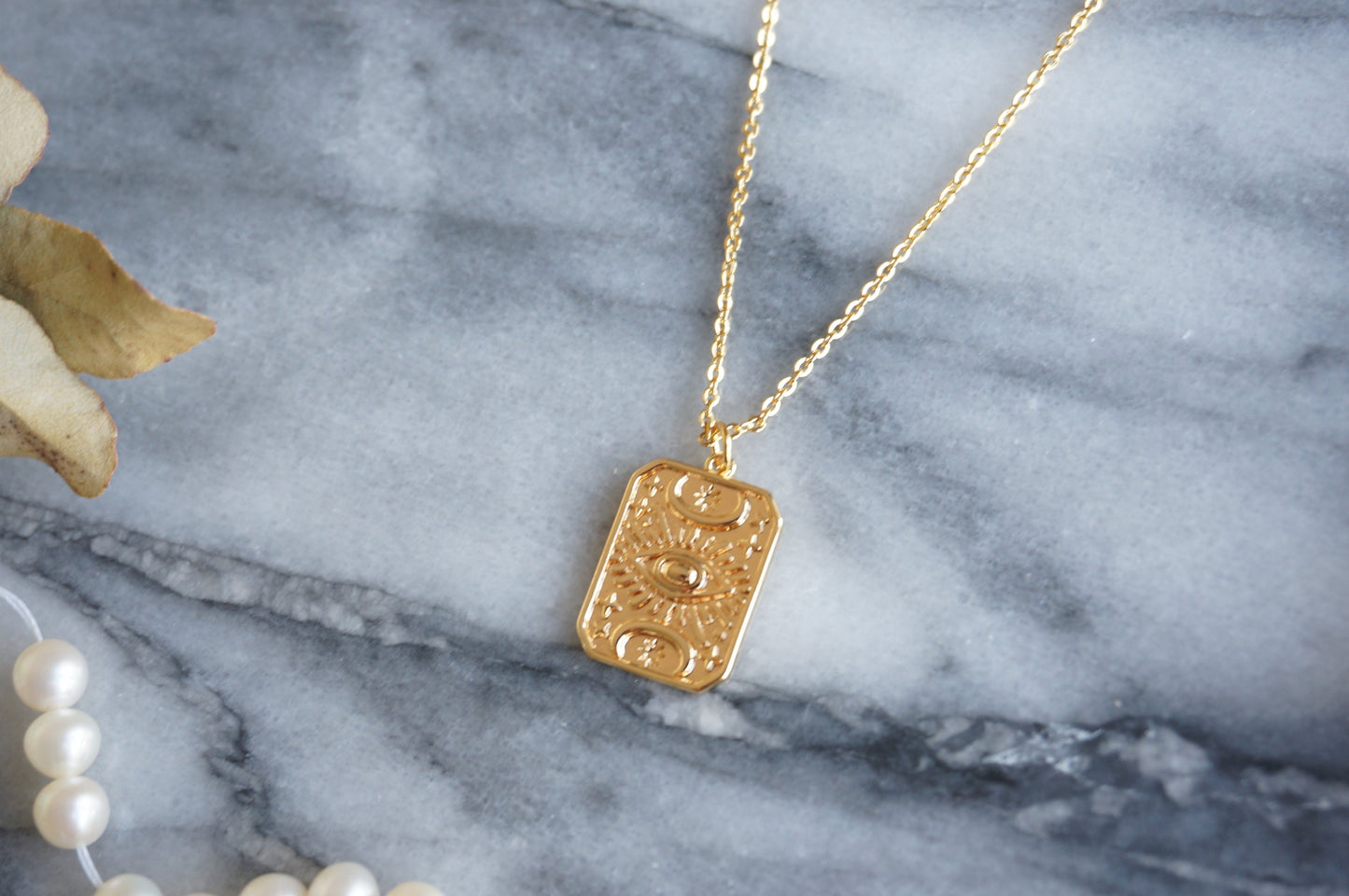 Evil Eye Magic Plate Gold Necklace