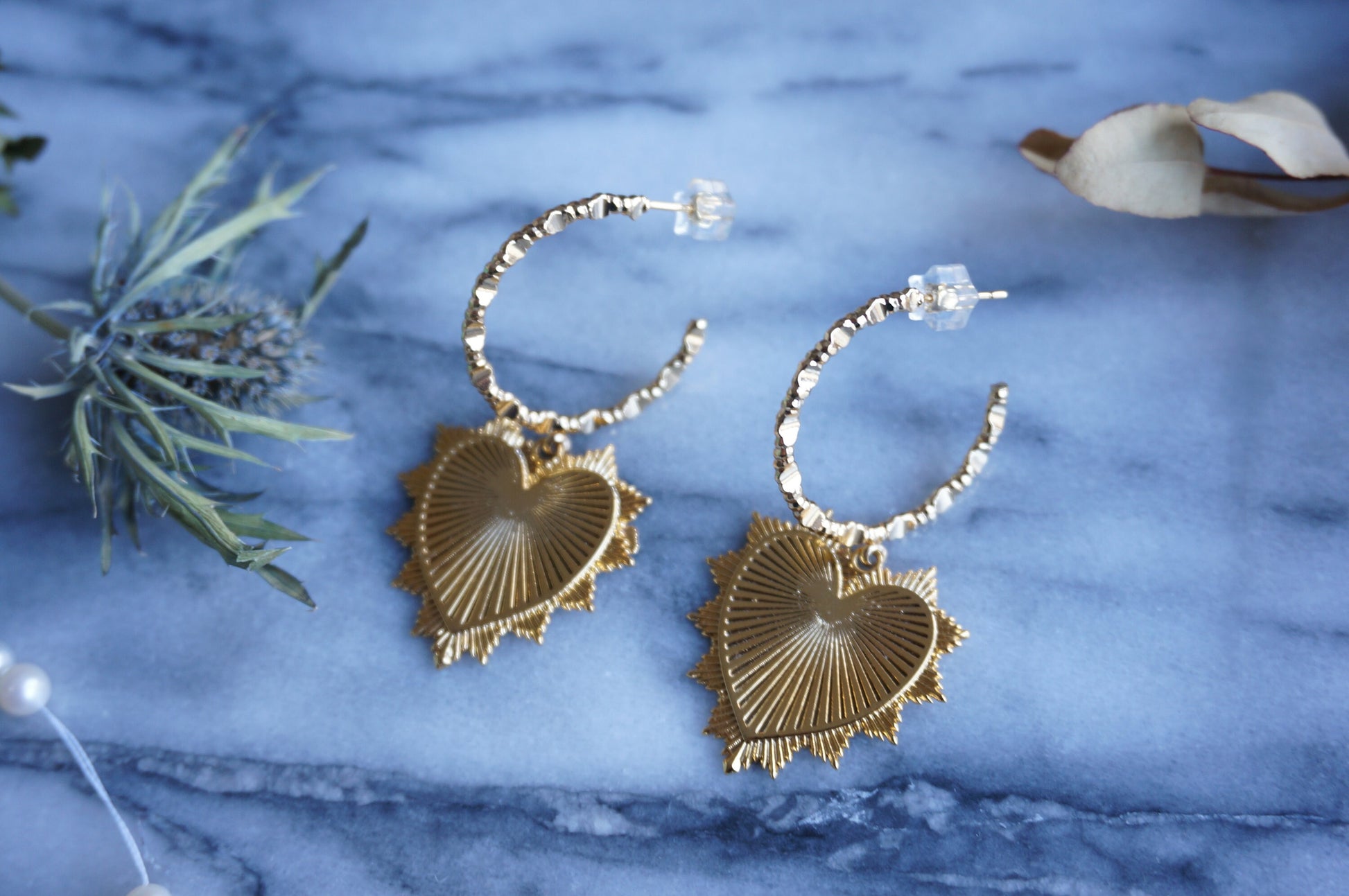 VALENTINA Gold / Silver Heart Hoop Earrings