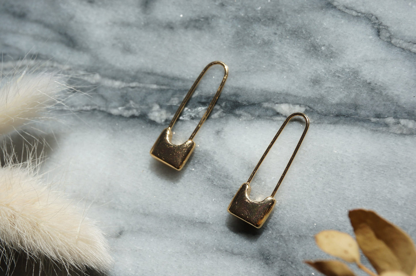 Safety Pin 24k Gold/Silver Plated Minimal Earrings