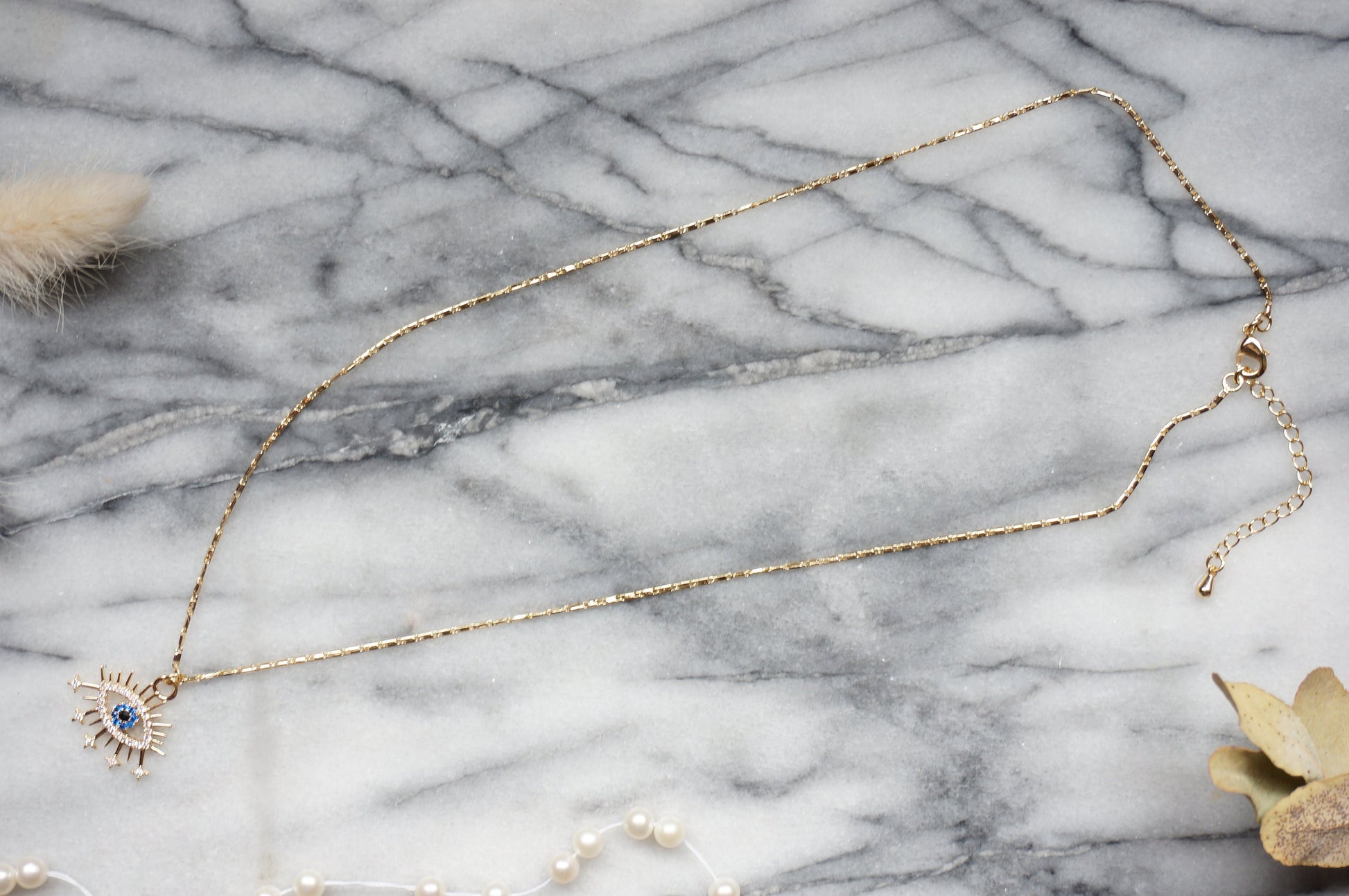 Starry Evil Eye Dainty Gold Necklace