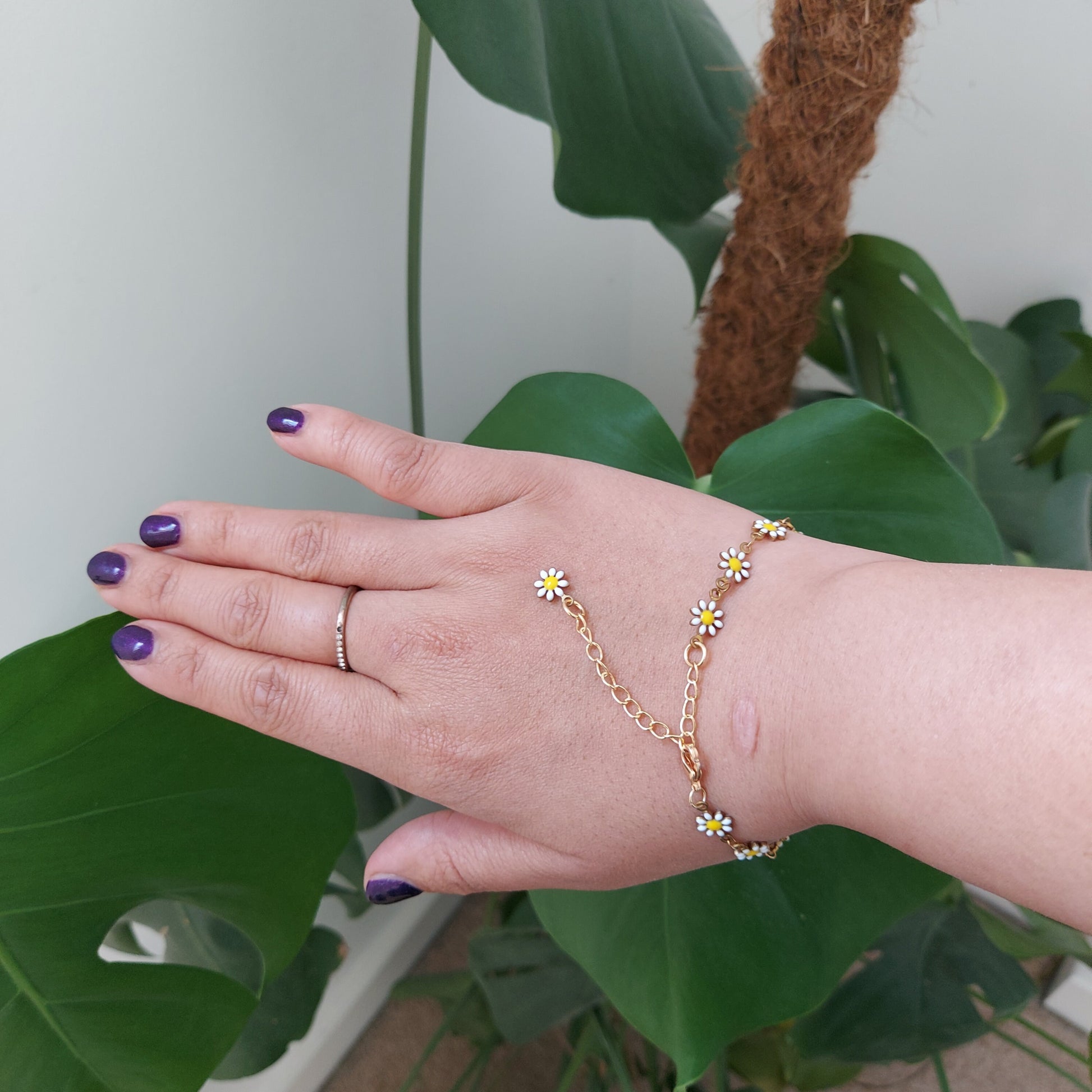 DAISY Flower Raw Brass Chain Choker and Bracelet
