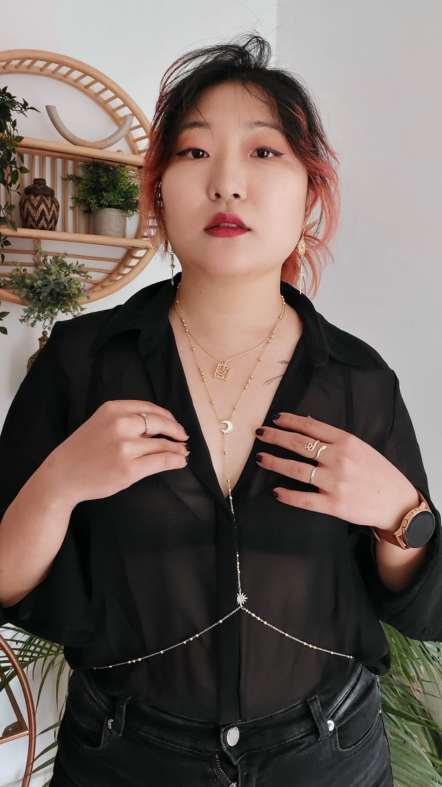 Moon and Sun 18k Gold / Silver Plated Body Chain / Festival body chain