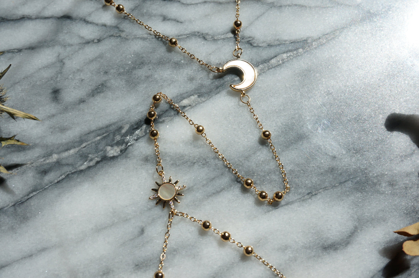 Moon and Sun 18k Gold / Silver Plated Body Chain / Festival body chain