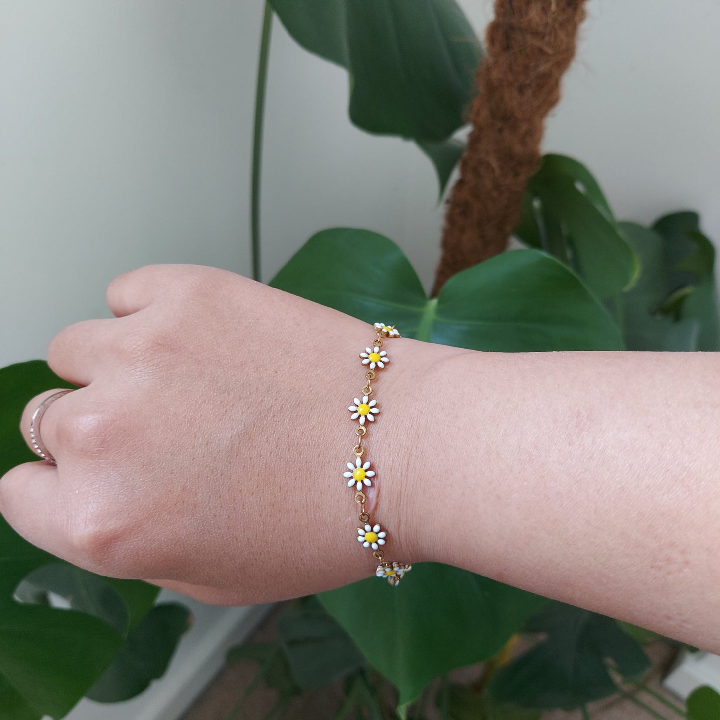 DAISY Flower Raw Brass Chain Choker and Bracelet