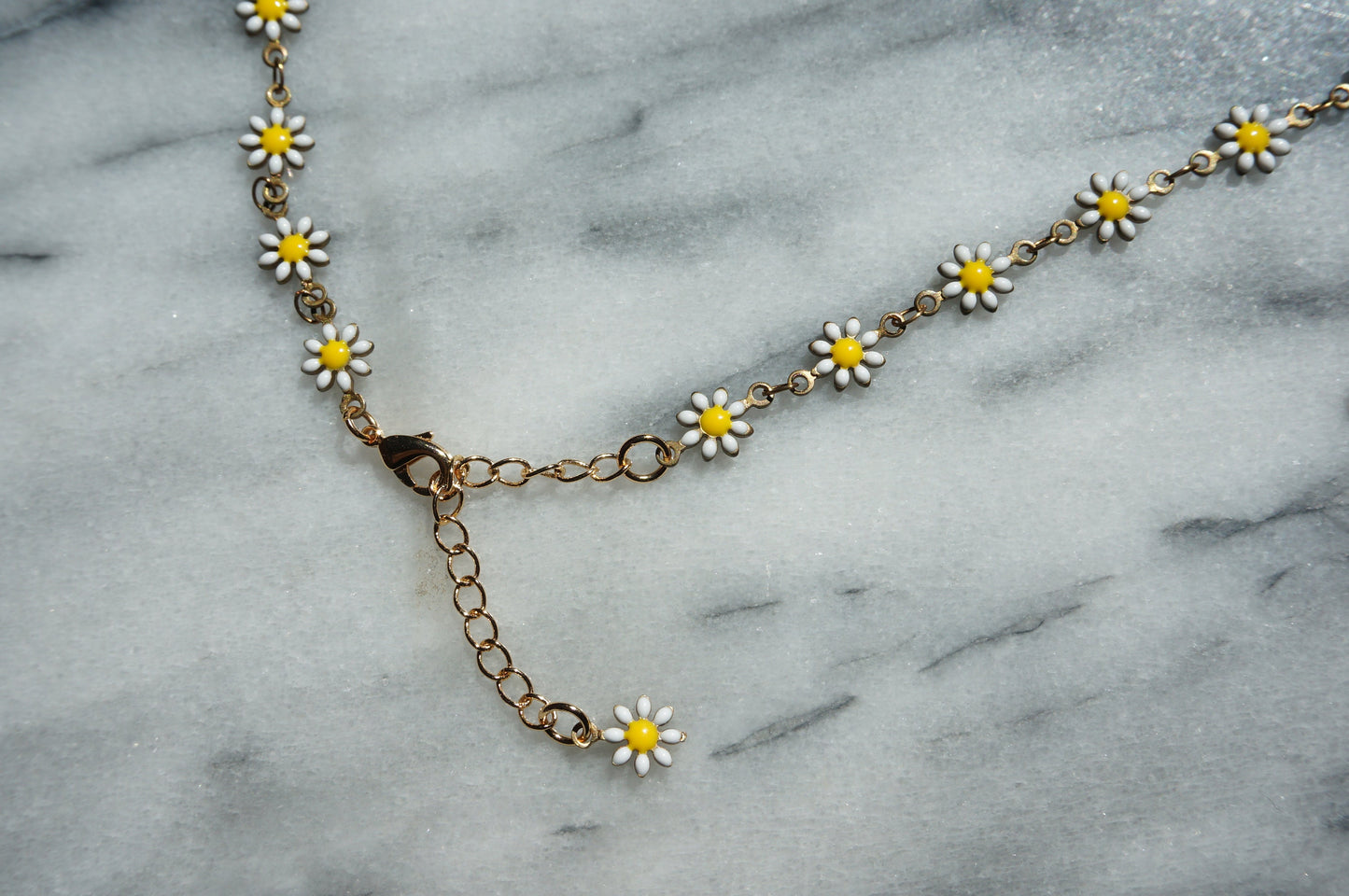 DAISY Flower Raw Brass Chain Choker and Bracelet