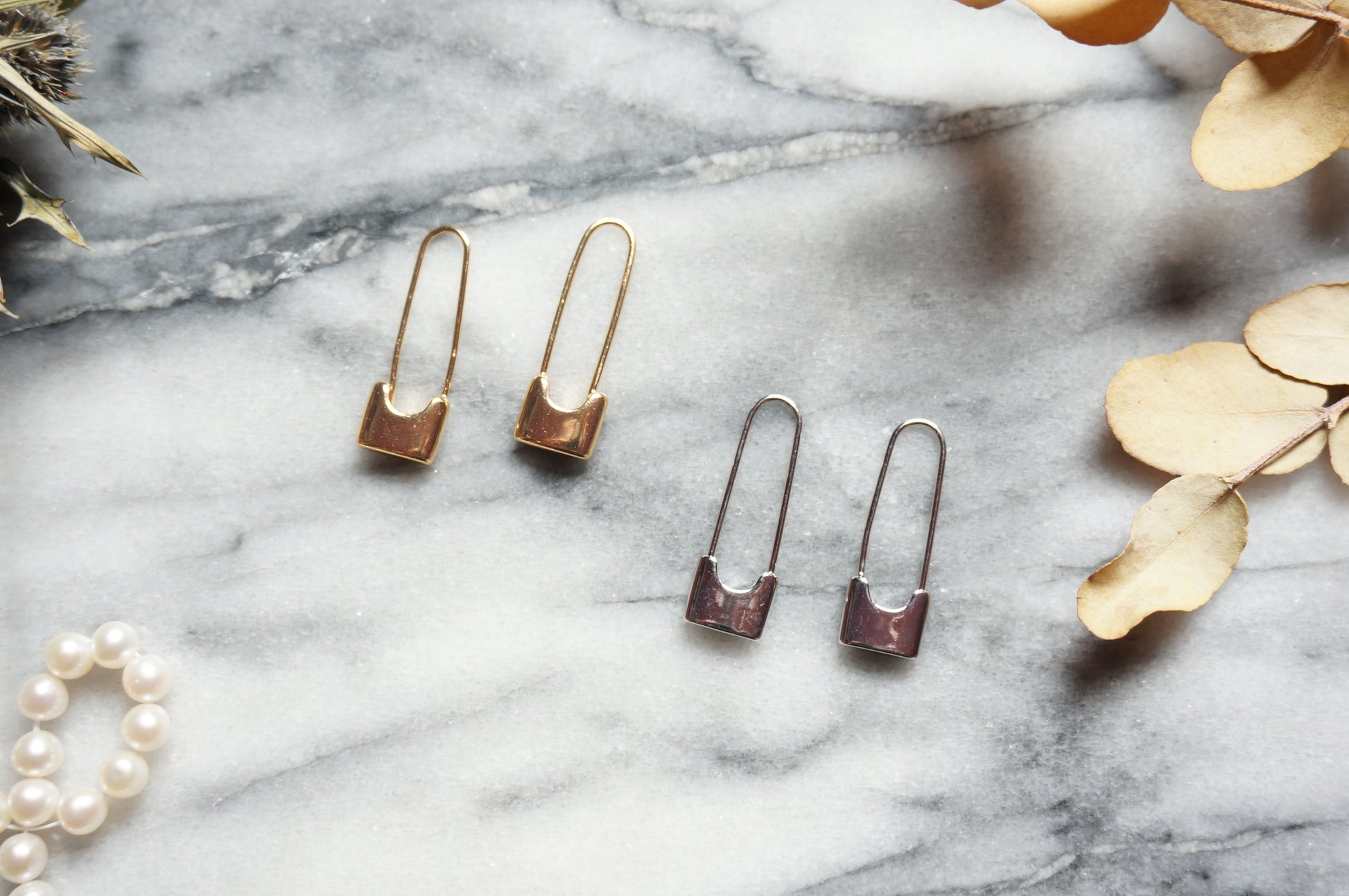 Safety Pin 24k Gold/Silver Plated Minimal Earrings