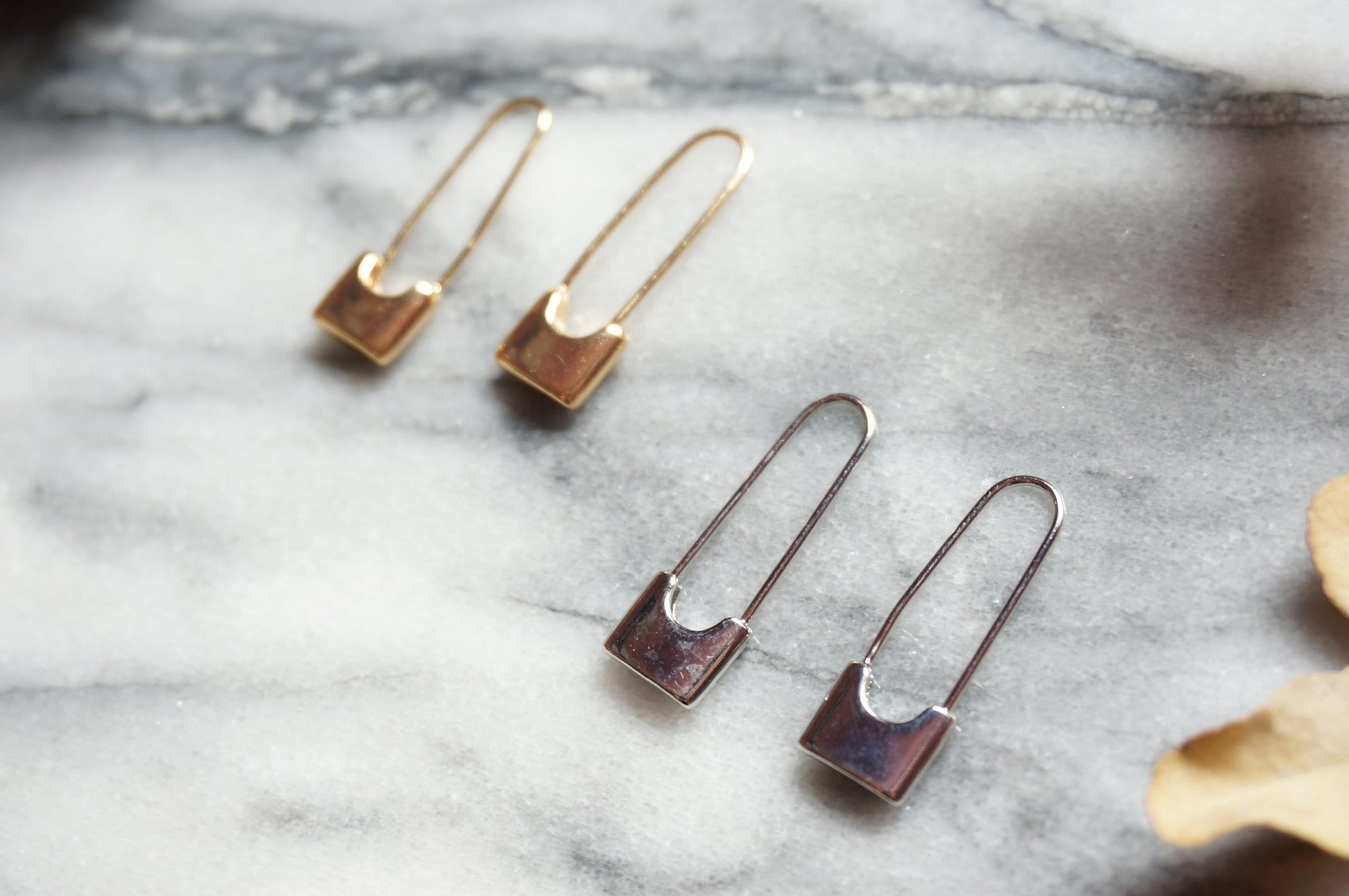 Safety Pin 24k Gold/Silver Plated Minimal Earrings