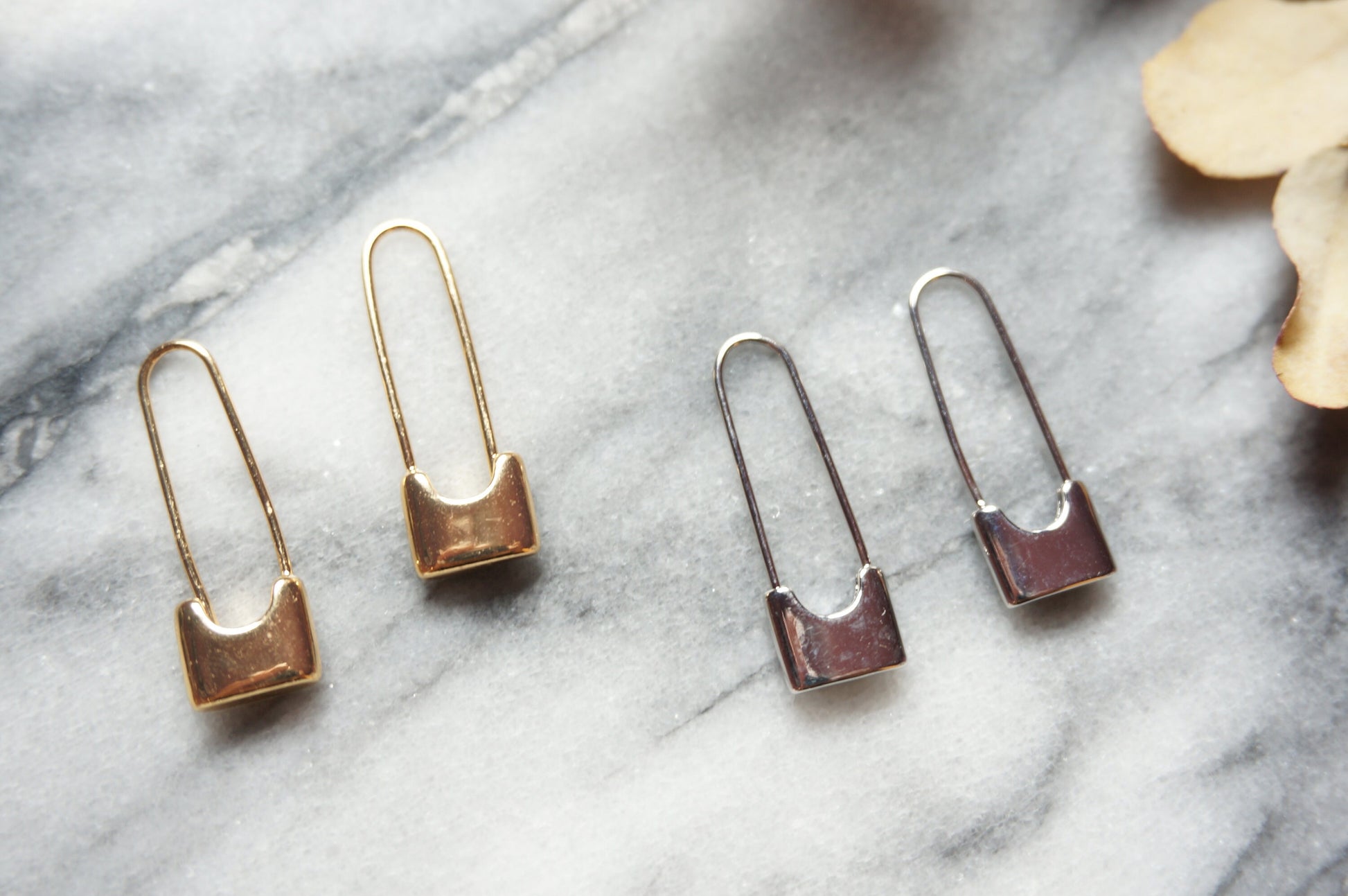 Safety Pin 24k Gold/Silver Plated Minimal Earrings