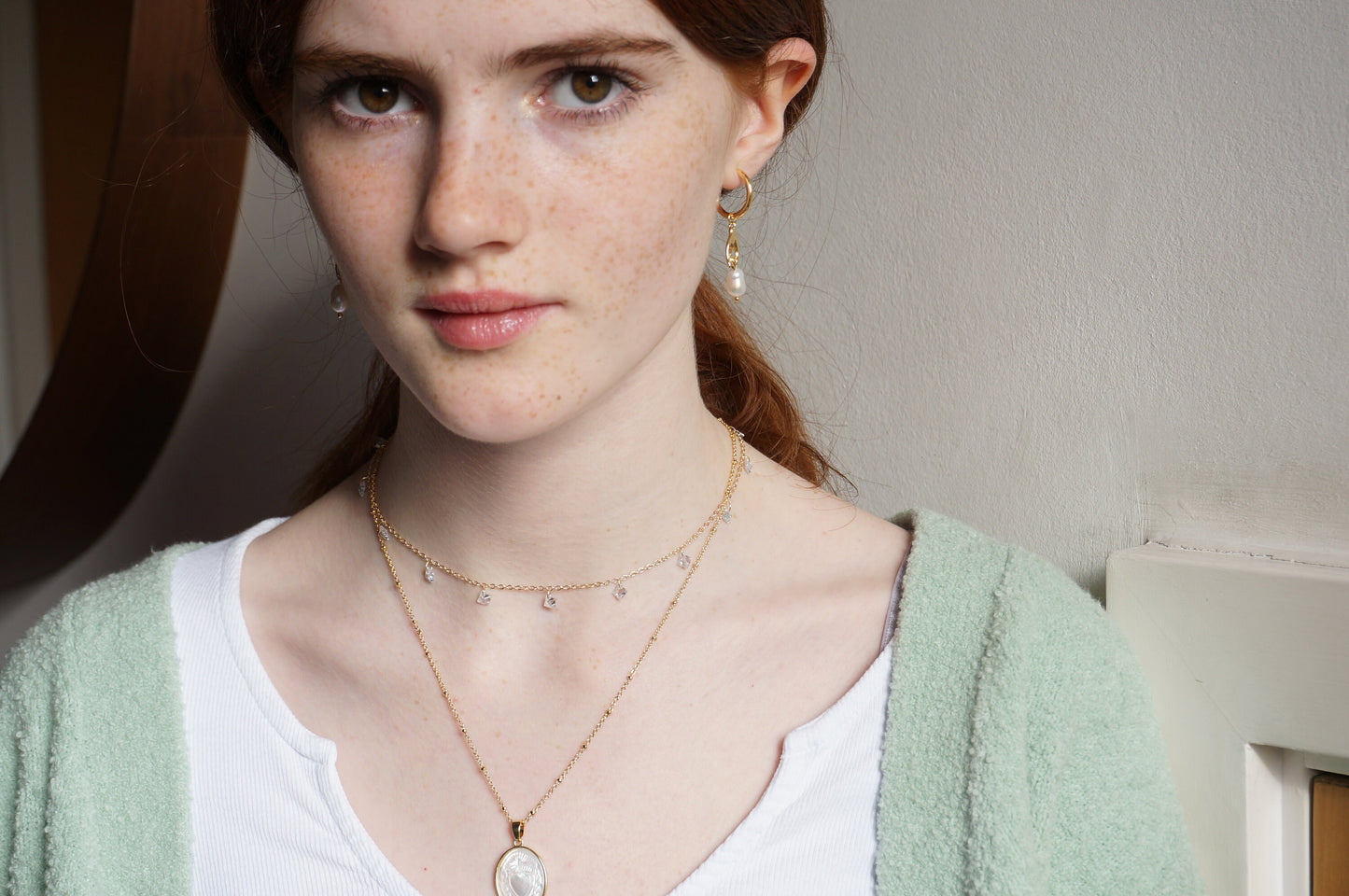 Sacred Heart Mother of Pearl Dainty Necklace