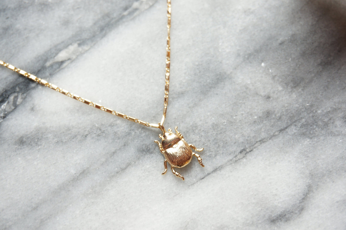 SCARAB Dainty Gold / Silver Beetle Necklace / Egyptian Style Necklace