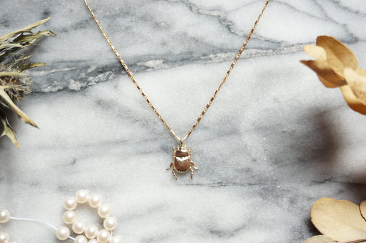 SCARAB Dainty Gold / Silver Beetle Necklace / Egyptian Style Necklace