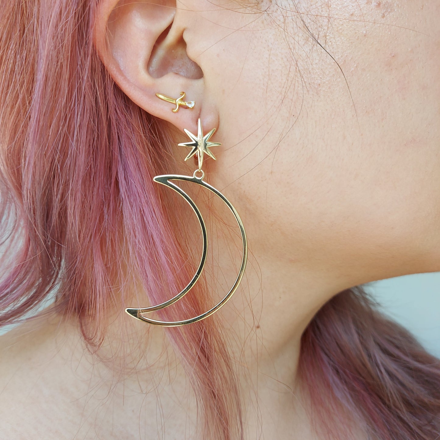 Dainty Dagger Climber SINGLE Earring 925 Sterling Silver Gold/Silver