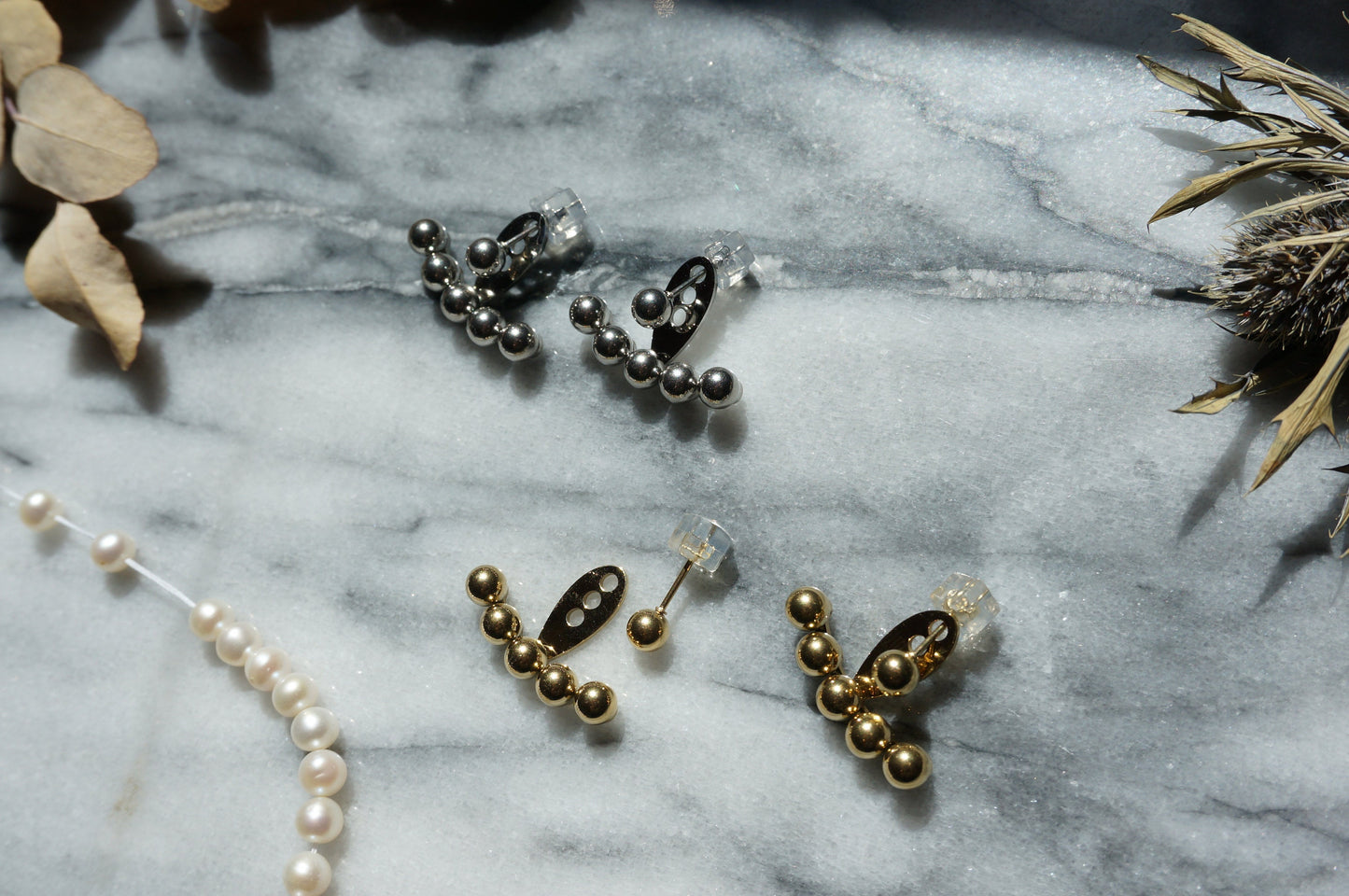 Gold/Silver Minimal Ball Climber Stud Earrings