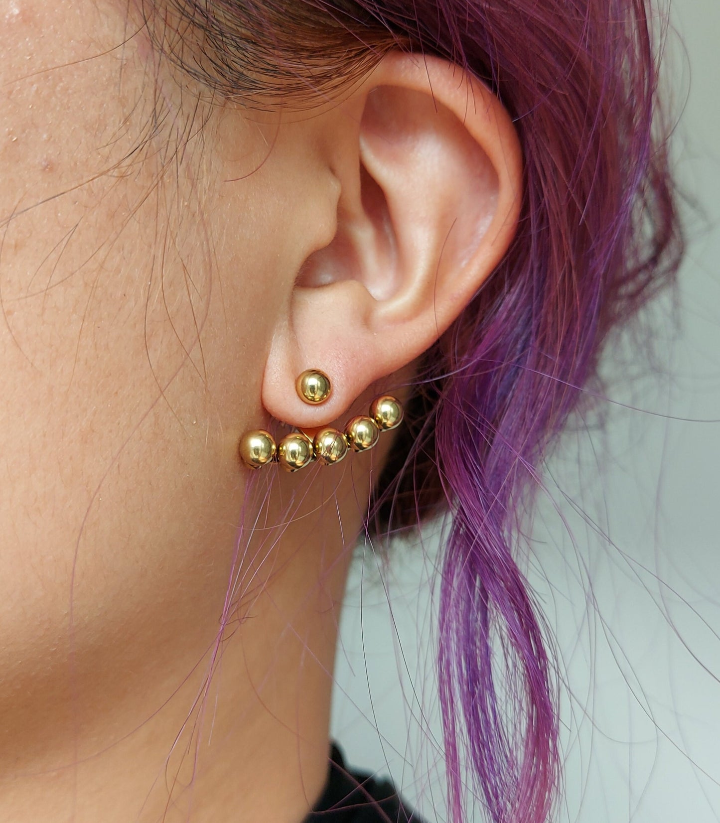 Gold/Silver Minimal Ball Climber Stud Earrings