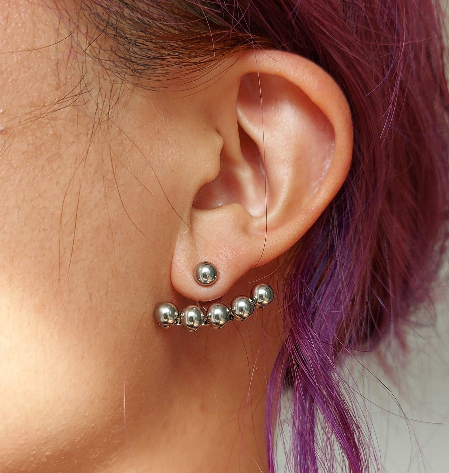 Gold/Silver Minimal Ball Climber Stud Earrings