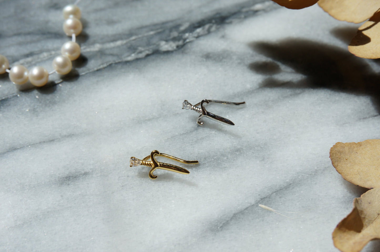 Dainty Dagger Climber SINGLE Earring 925 Sterling Silver Gold/Silver