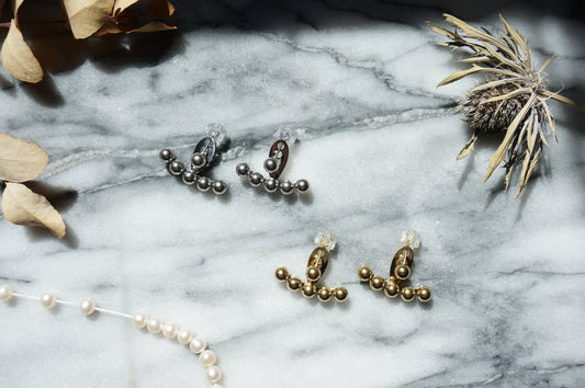 Gold/Silver Minimal Ball Climber Stud Earrings