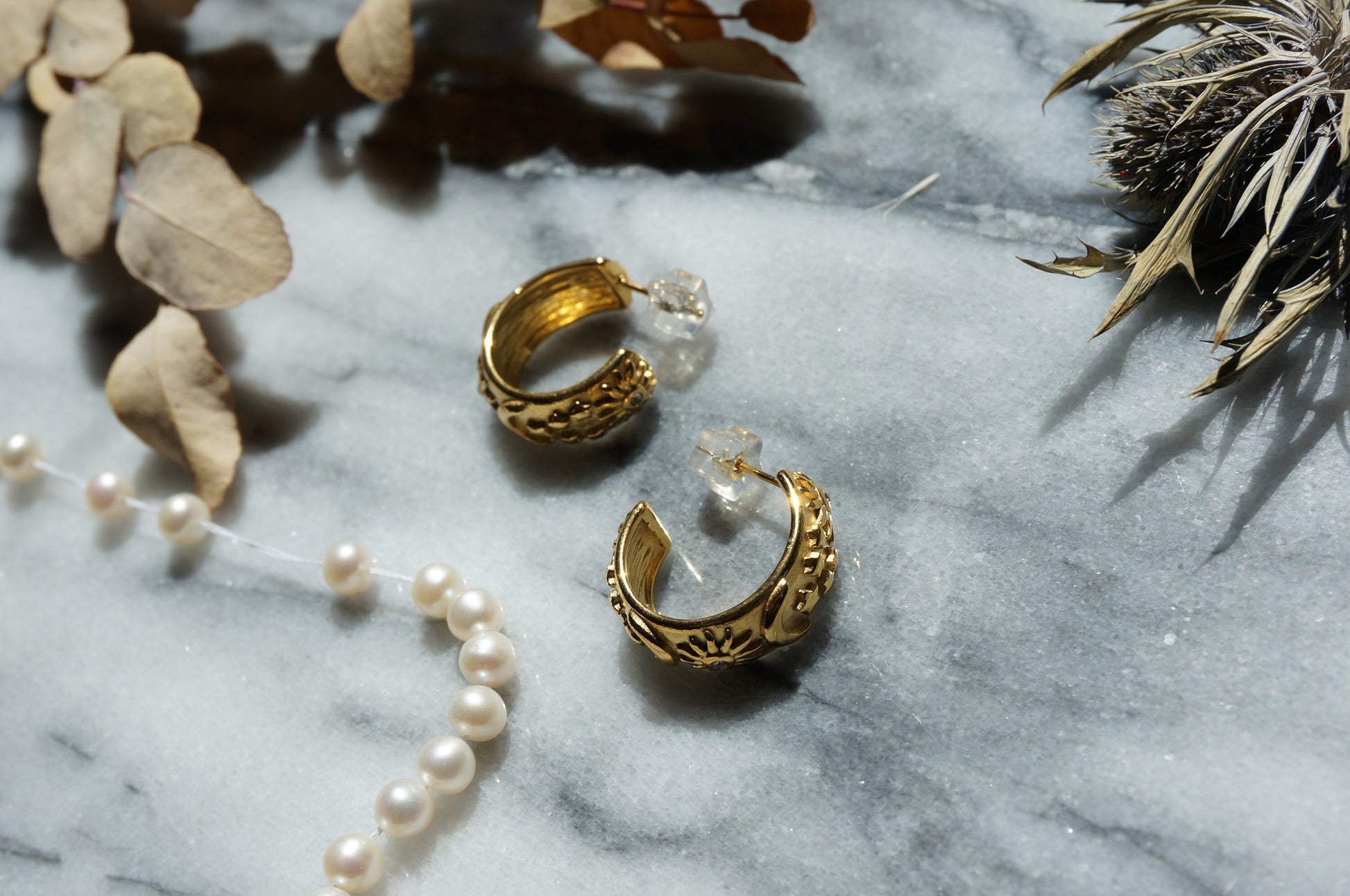 Celestial Engraved Chunky Hoop Earrings / Gold Plated / Silver Thick Hoop Earrings / Moon Sun Star