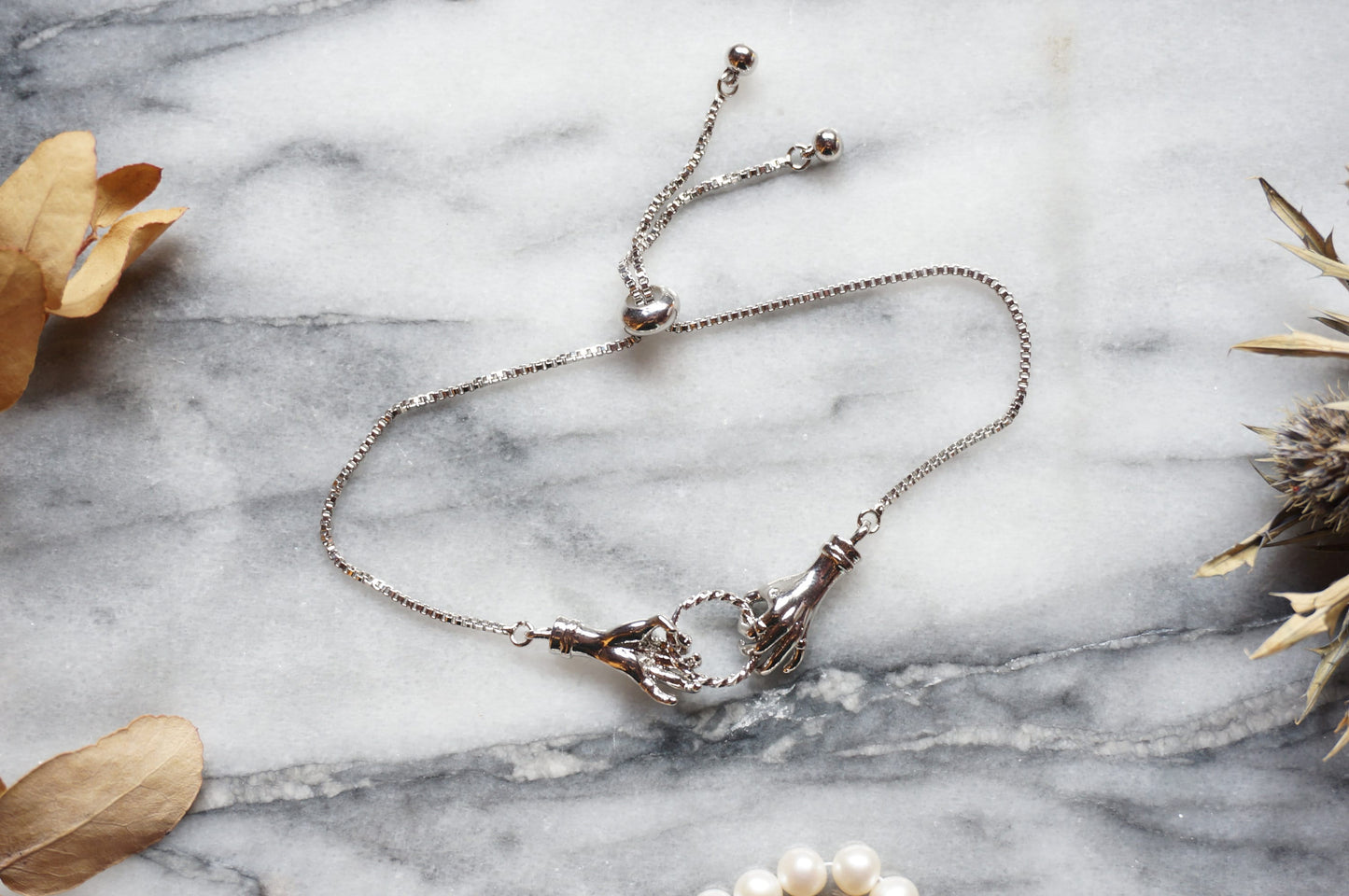 Silver Tarot Hands Adjustable Bracelet