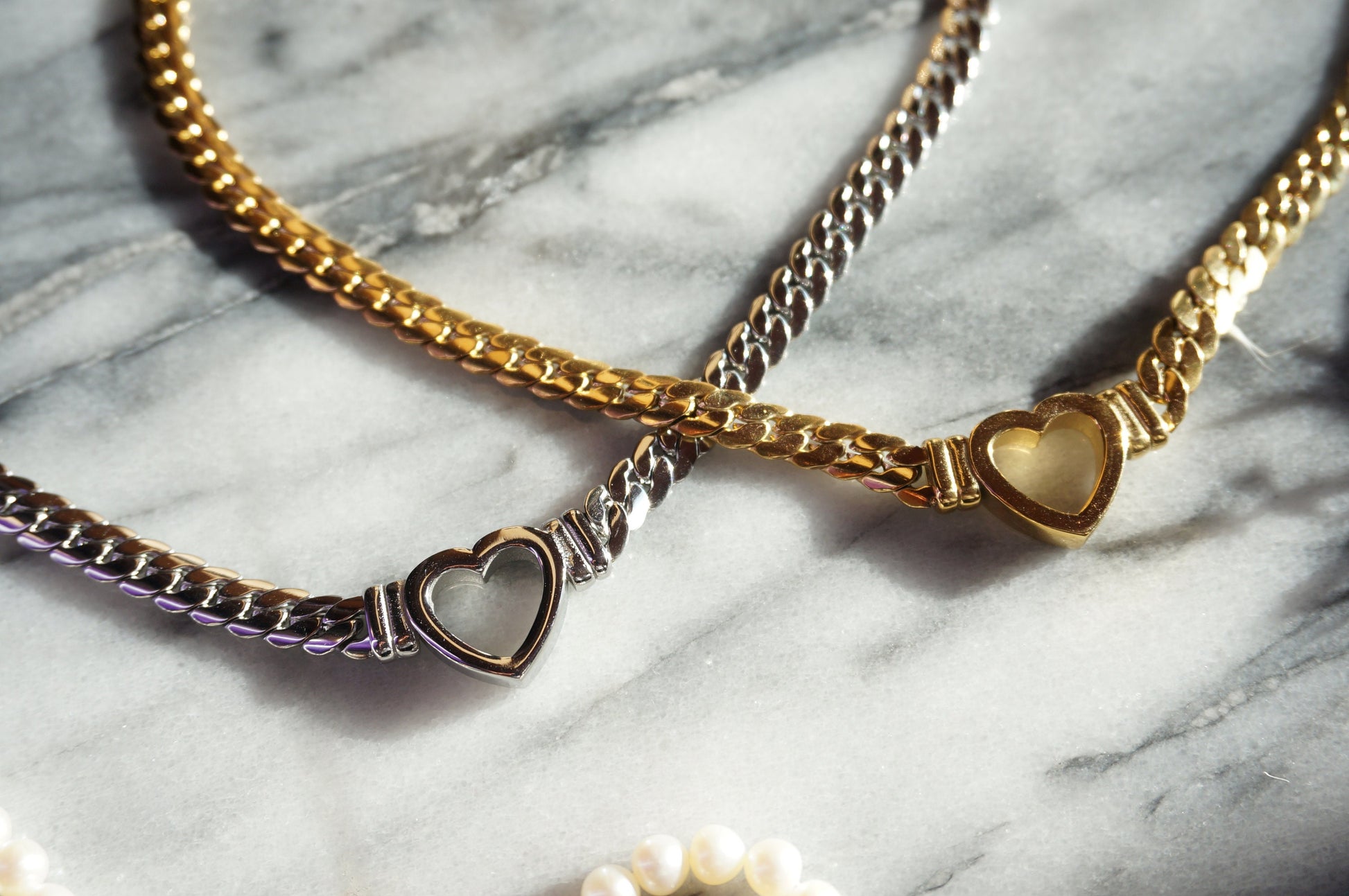 CORAZON Heart Gold/Silver Chunky Chain Necklace